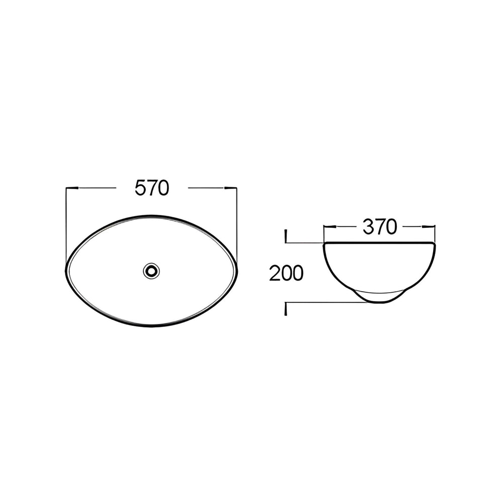 POSEIDON ABOVE COUNTER BASIN GLOSS WHITE 570MM