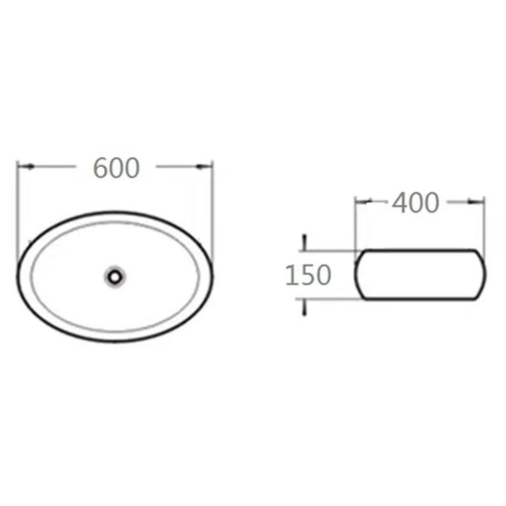 POSEIDON ORIA ABOVE COUNTER BASIN GLOSS WHITE 600MM