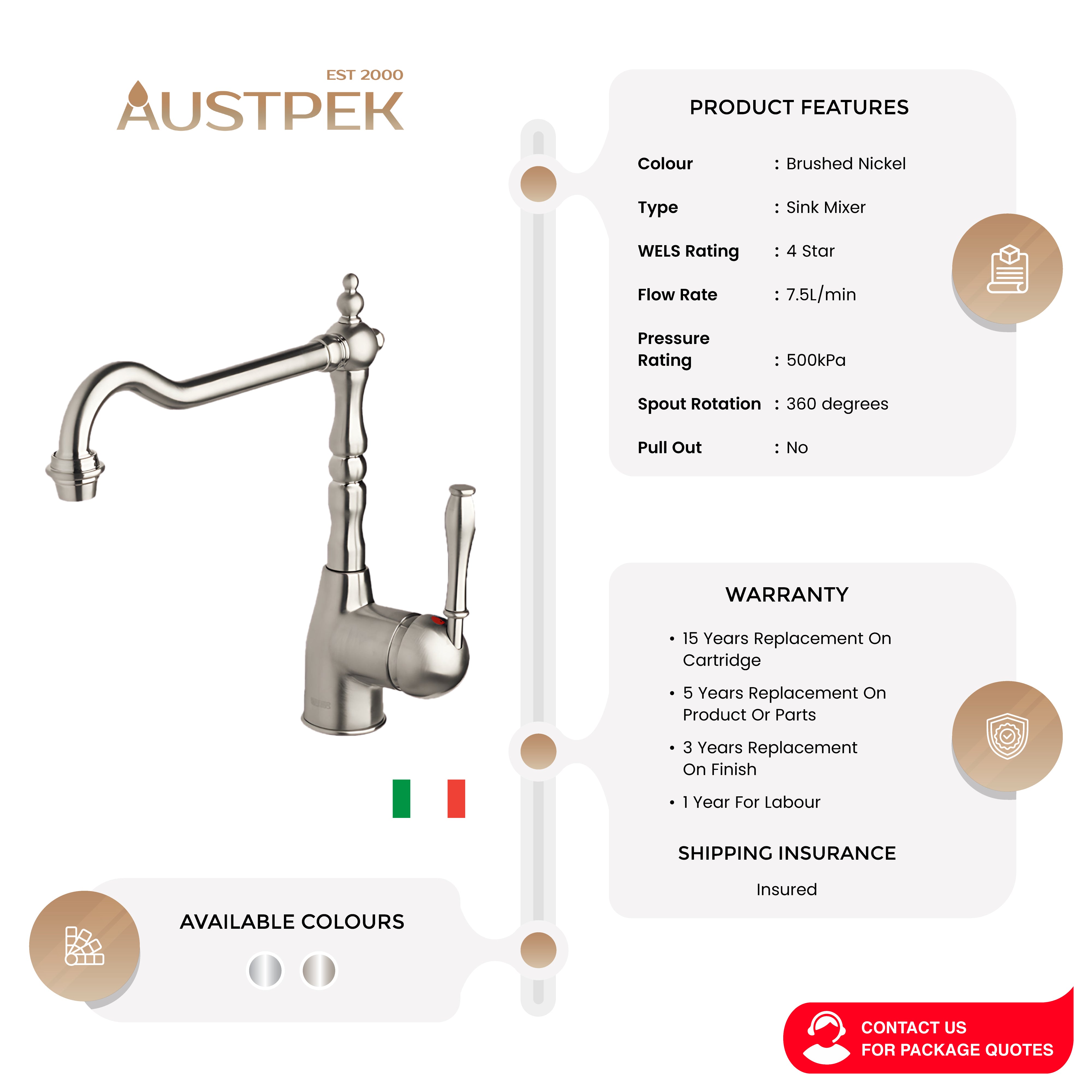 ARMANDO VICARIO PROVINCIAL PALAIS SINK MIXER BRUSHED NICKEL