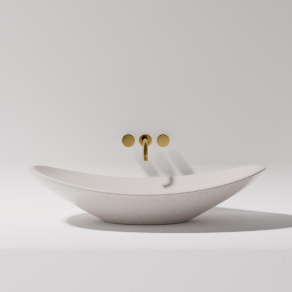 PIETRA BIANCA BOAT ABOVE COUNTER STONE BASIN WITH CUSTOM COLOURS 750MM