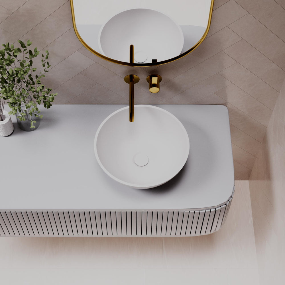 PIETRA BIANCA SARAH ABOVE COUNTER STONE BASIN WITH CUSTOM COLOURS 380MM