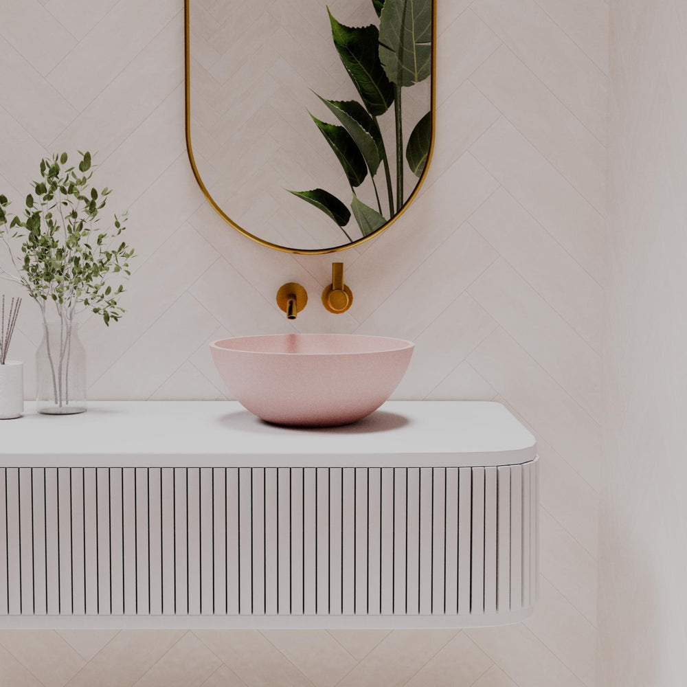PIETRA BIANCA SARAH ABOVE COUNTER STONE BASIN WITH CUSTOM COLOURS 380MM
