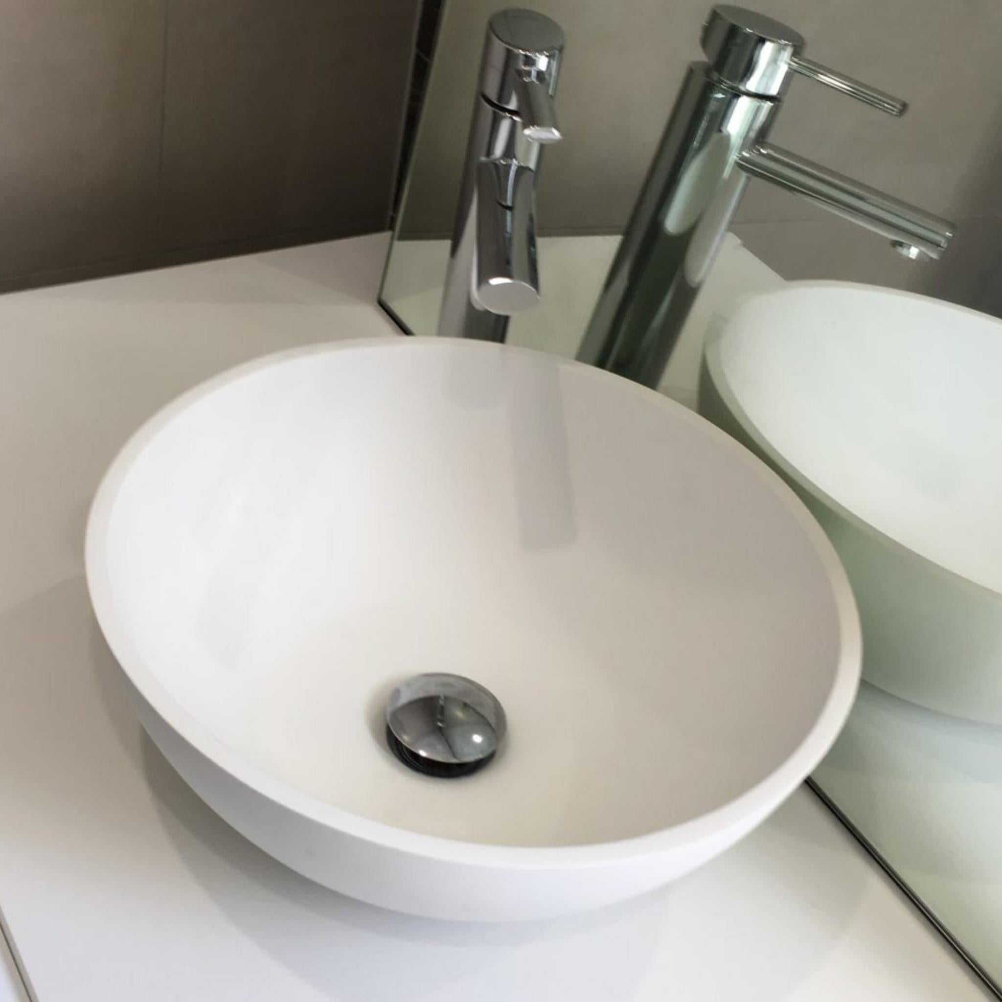 PIETRA BIANCA SARAH ABOVE COUNTER STONE BASIN WITH CUSTOM COLOURS 380MM
