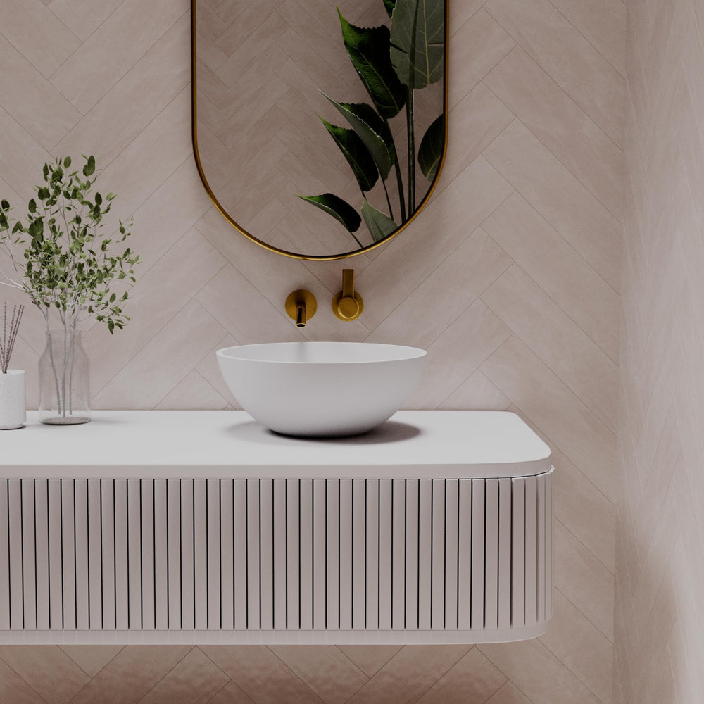 PIETRA BIANCA SARAH ABOVE COUNTER STONE BASIN WITH CUSTOM COLOURS 380MM