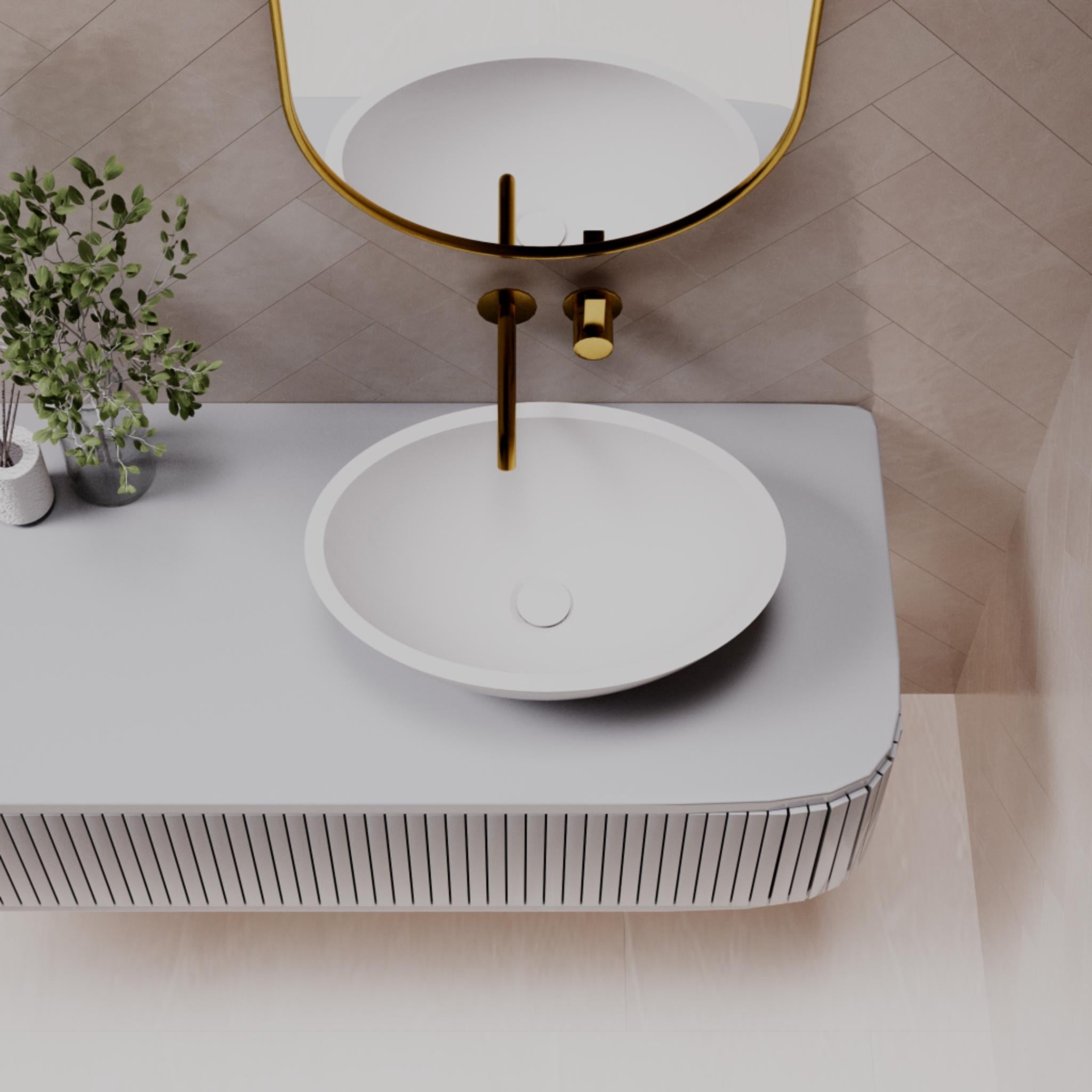 PIETRA BIANCA PEARL ABOVE COUNTER STONE BASIN WITH CUSTOM COLOURS 500MM