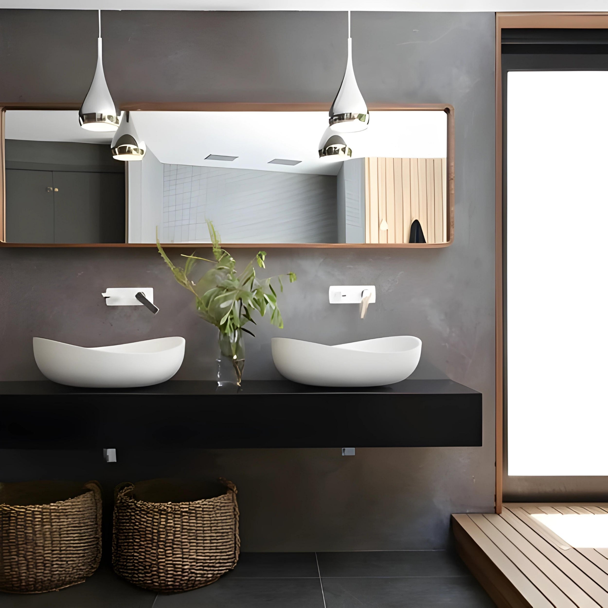 PIETRA BIANCA ONDA ABOVE COUNTER STONE BASIN WITH CUSTOM COLOURS 600MM