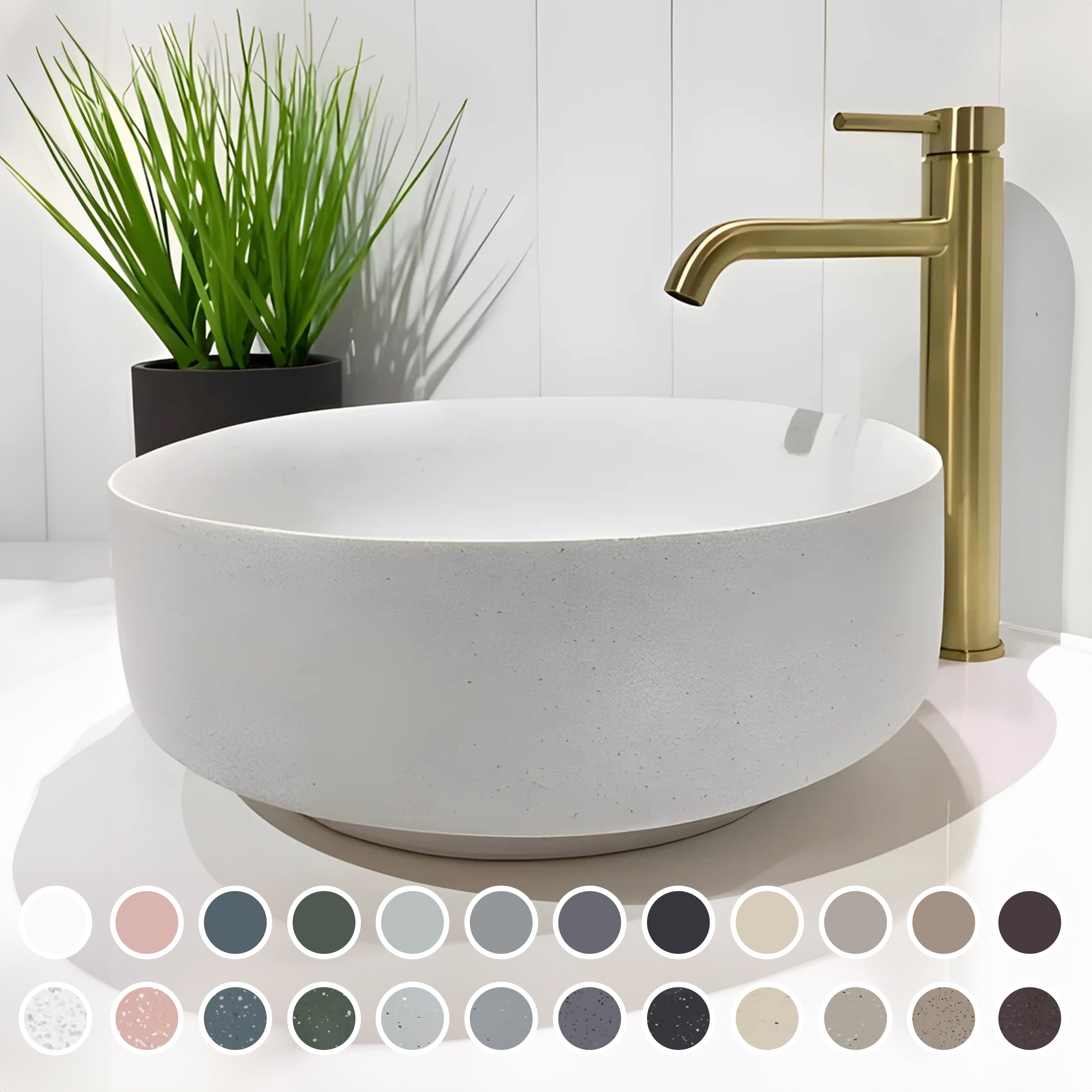 PIETRA BIANCA GEORGIA ABOVE COUNTER STONE BASIN WITH CUSTOM COLOURS 350MM