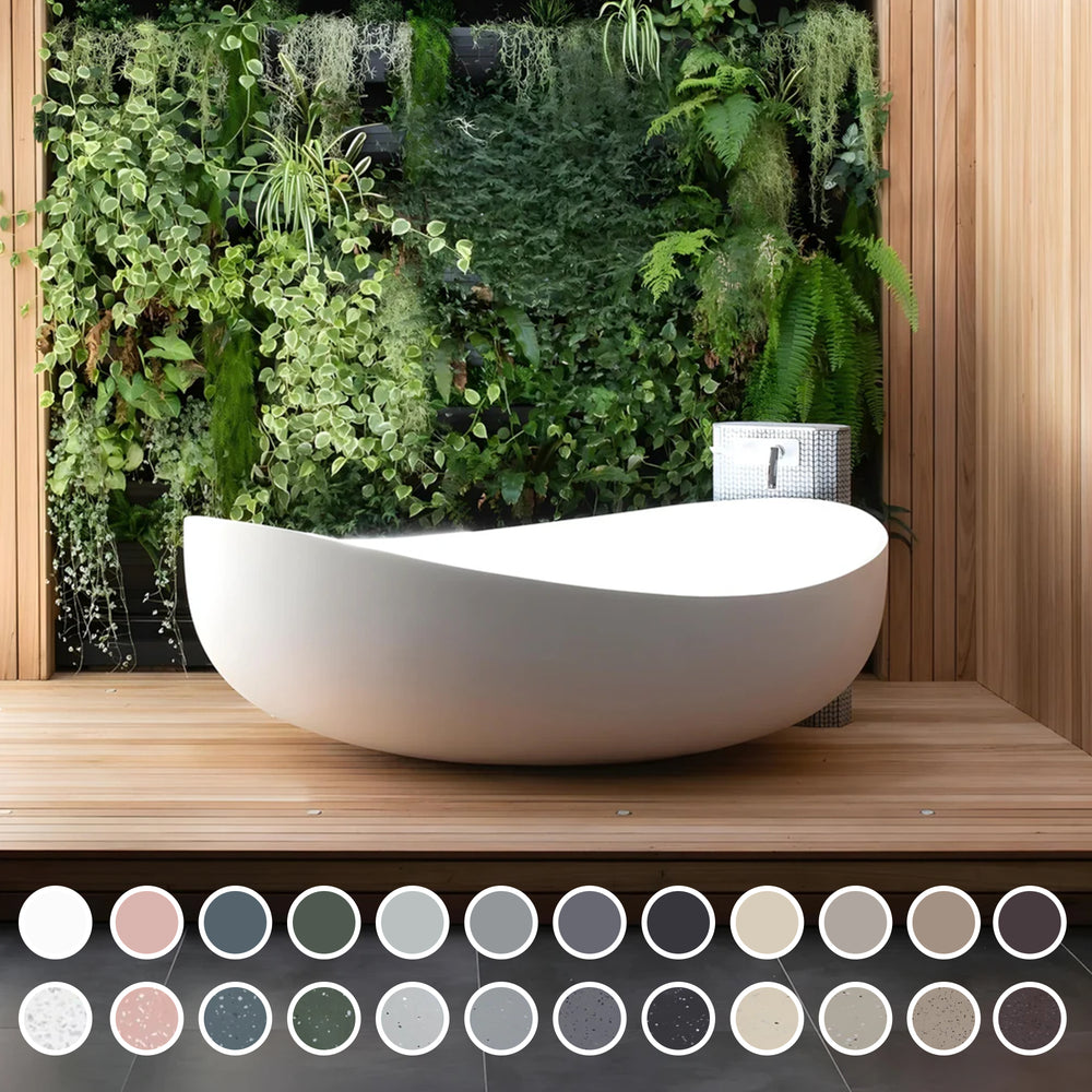 PIETRA BIANCA ONDA FREESTANDING STONE BATHTUB WITH CUSTOM COLOURS 1800MM