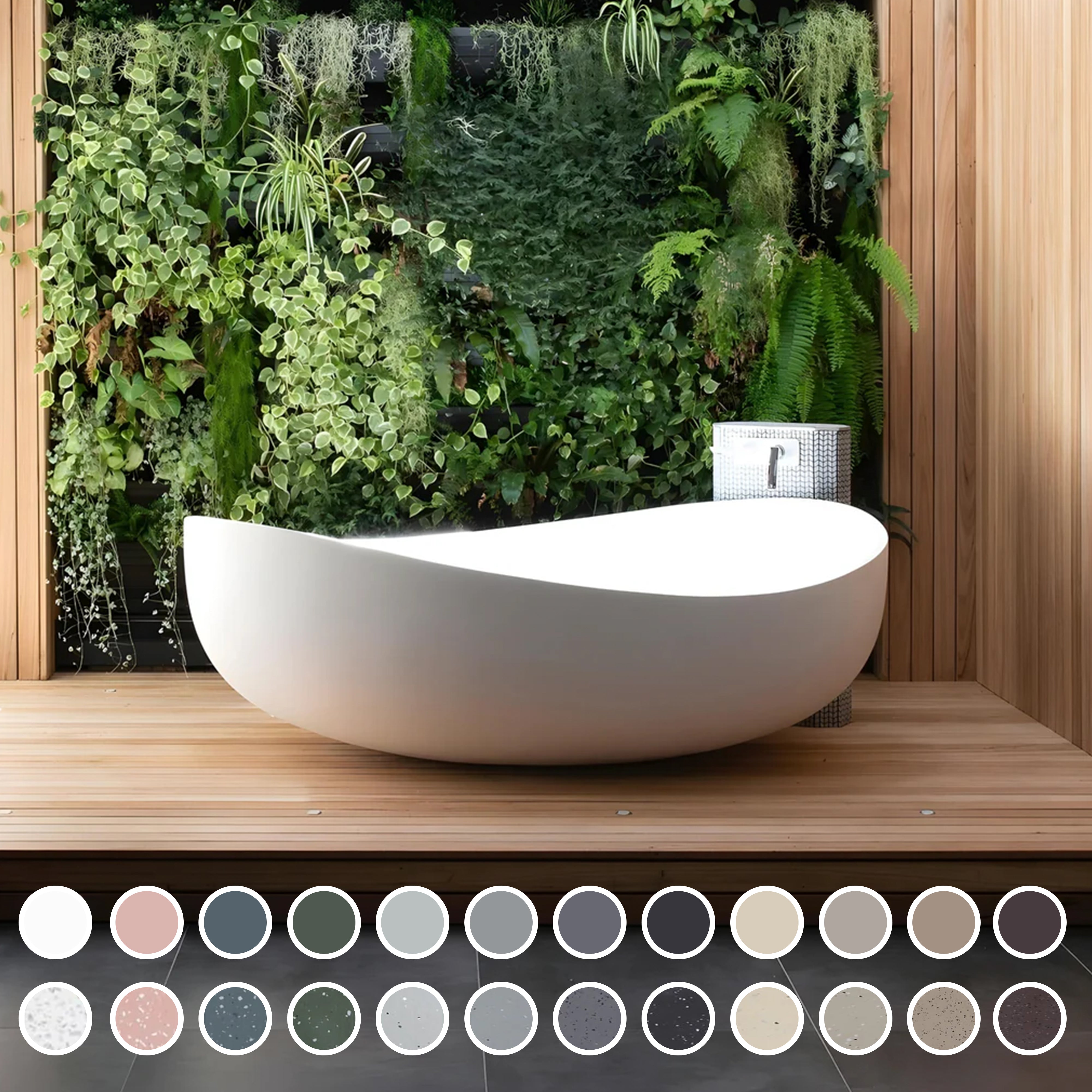 PIETRA BIANCA ONDA FREESTANDING STONE BATHTUB WITH CUSTOM COLOURS 1800MM