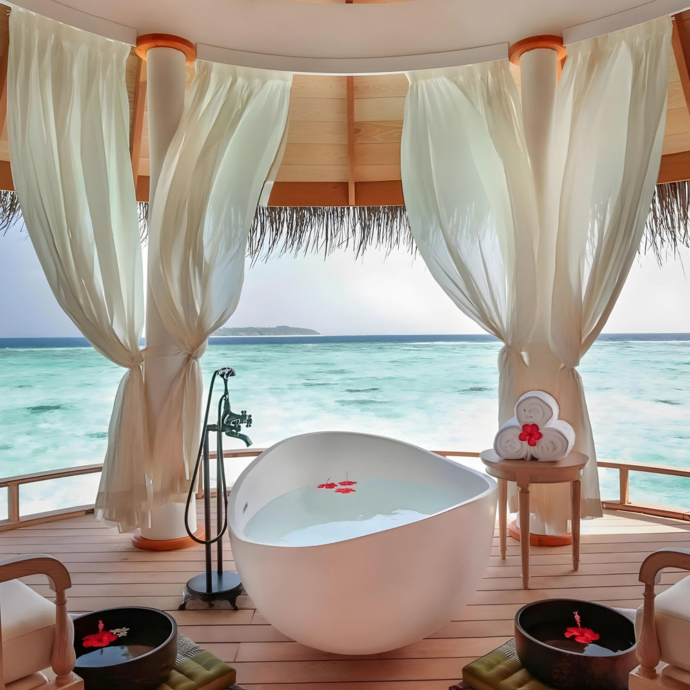 PIETRA BIANCA ONDA FREESTANDING STONE BATHTUB WITH CUSTOM COLOURS 1800MM