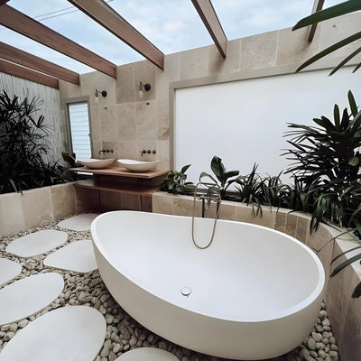 PIETRA BIANCA ONDA FREESTANDING STONE BATHTUB WITH CUSTOM COLOURS 1800MM