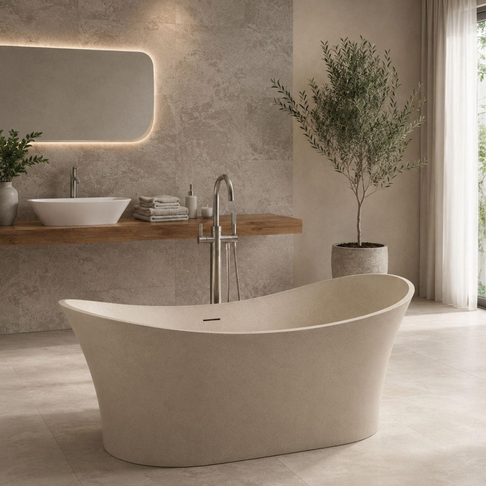 PIETRA BIANCA CROWN FREESTANDING STONE BATHTUB WITH CUSTOM COLOURS 1750MM