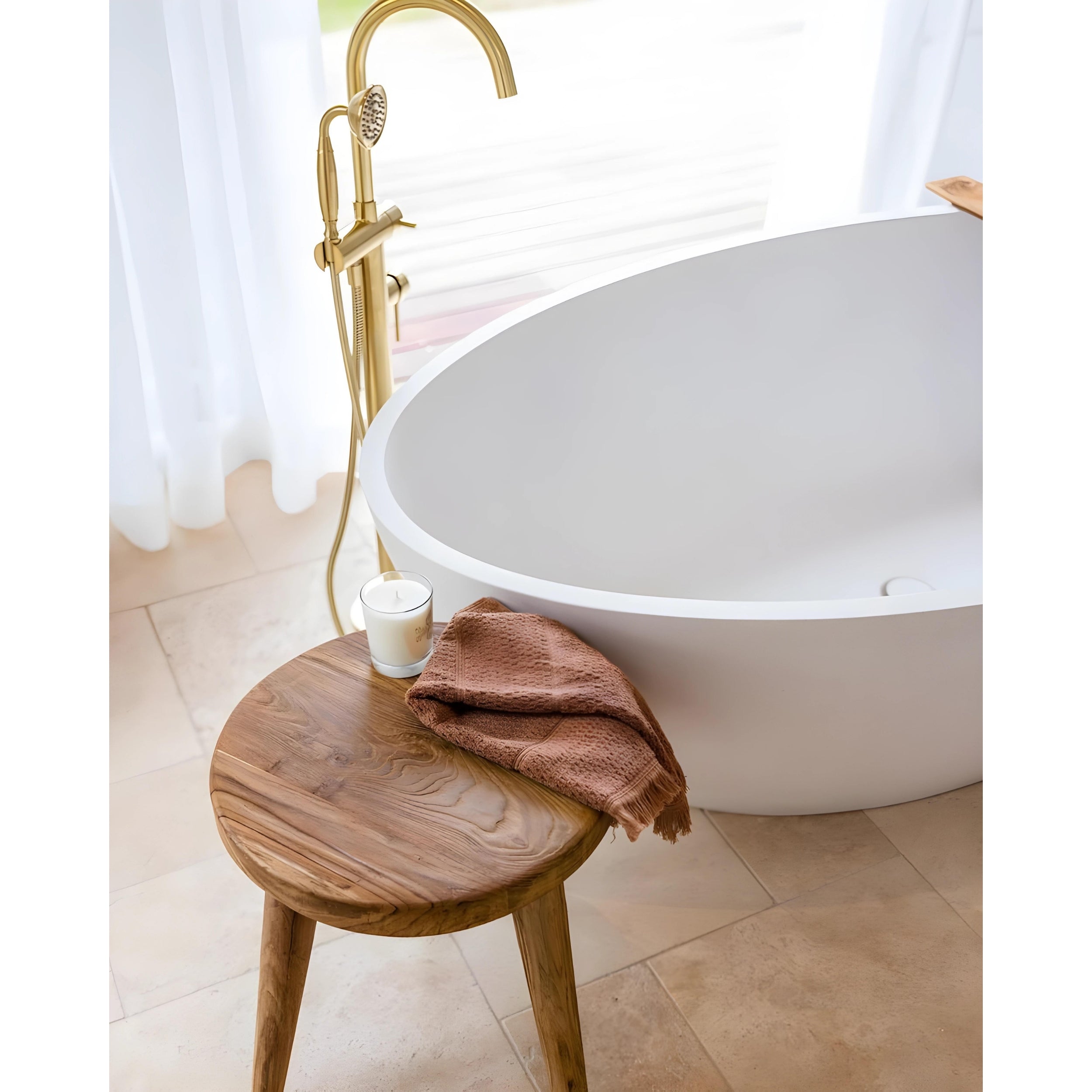 PIETRA BIANCA COCO FREESTANDING STONE BATHTUB WITH MULTICOLOUR 1760MM