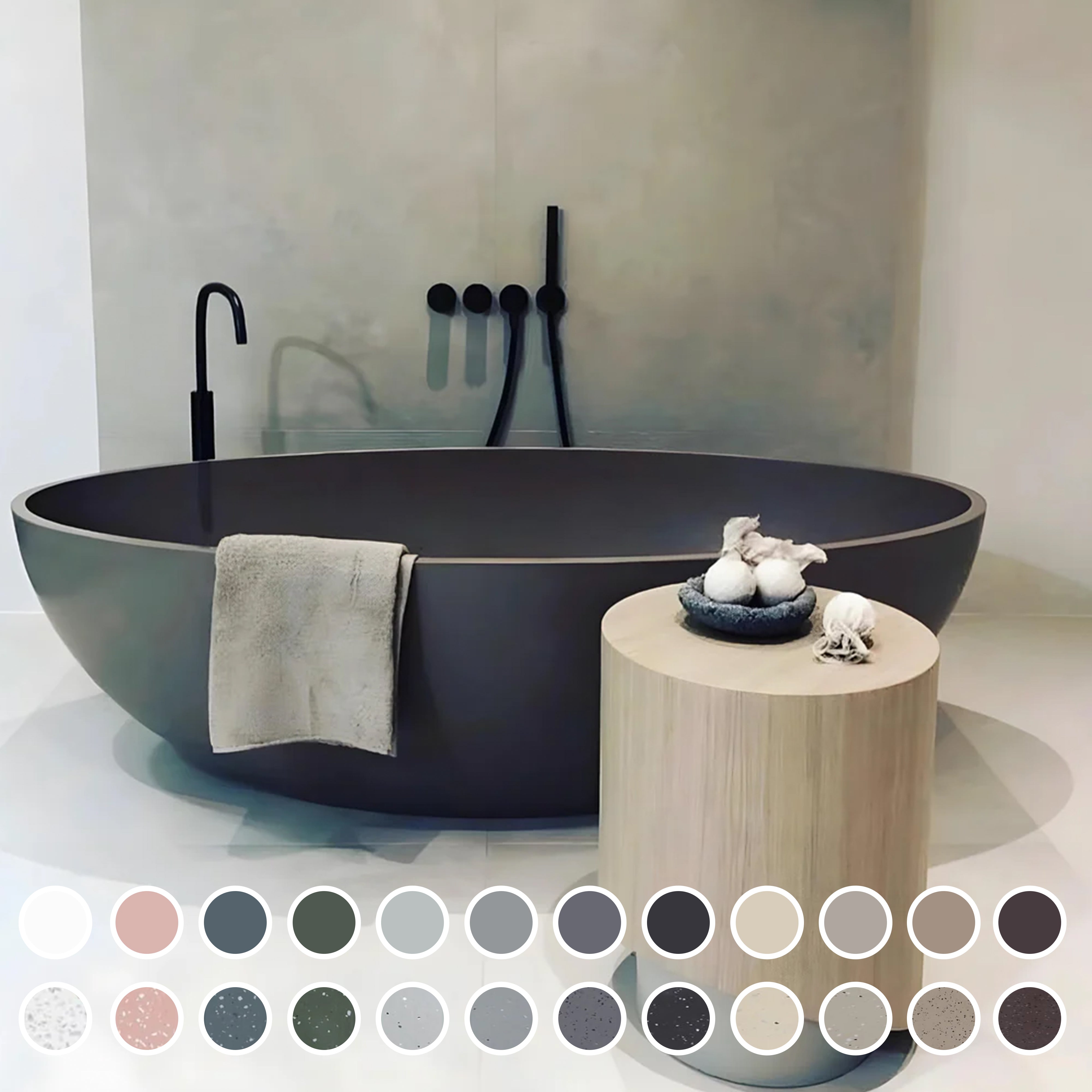 PIETRA BIANCA COCO FREESTANDING STONE BATHTUB WITH CUSTOM COLOURS 1760MM