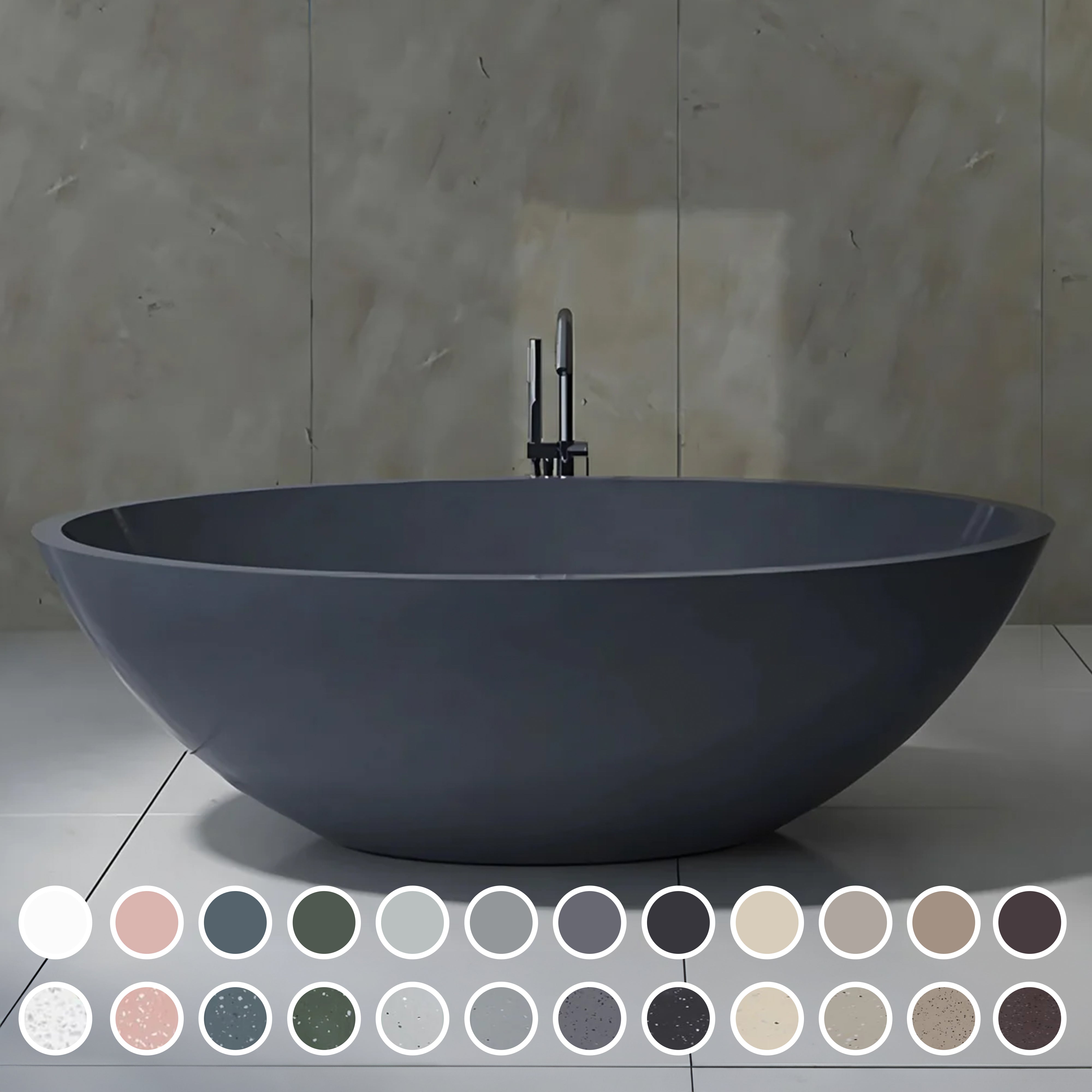 PIETRA BIANCA MADDISON FREESTANDING STONE BATHTUB WITH CUSTOM COLOURS 1800MM