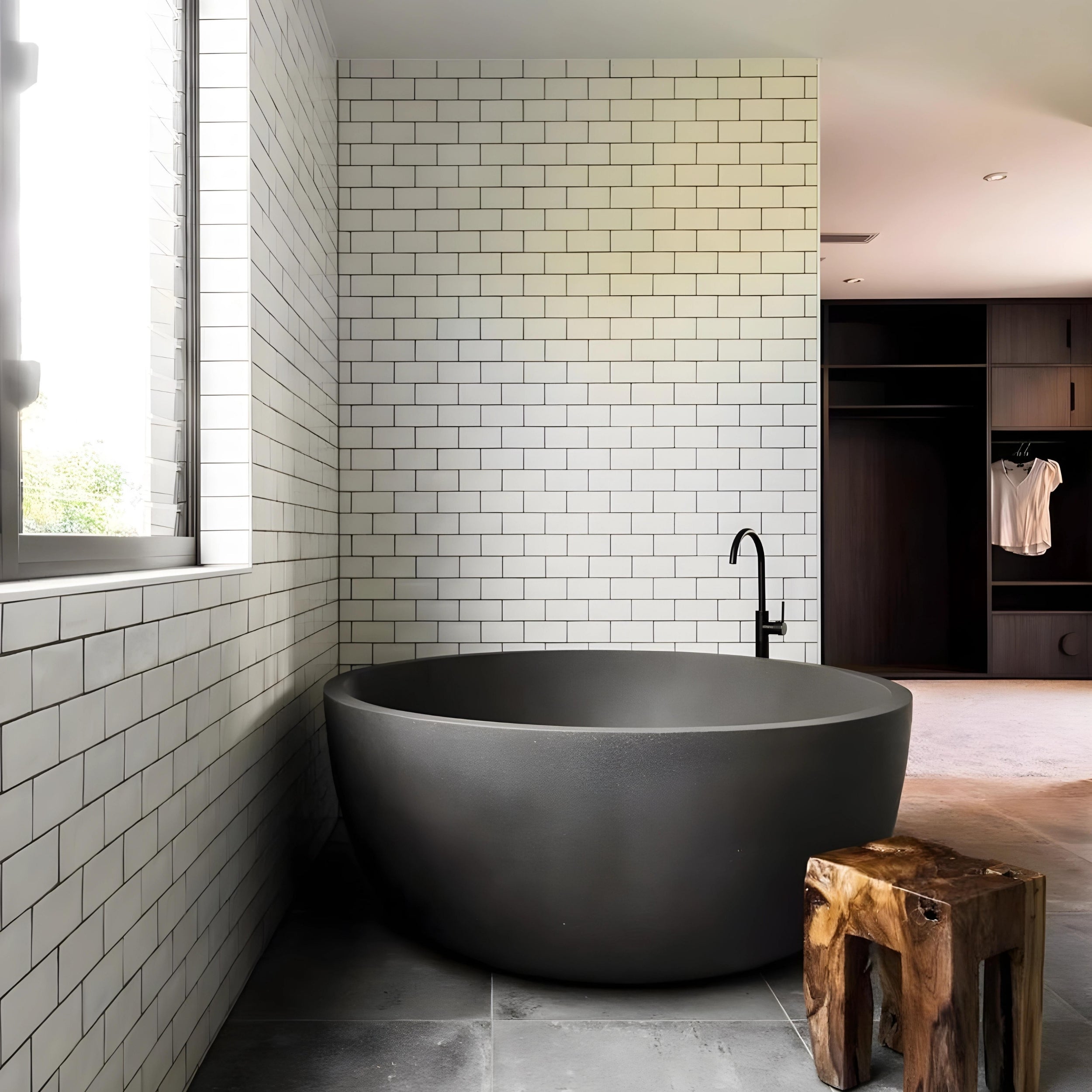 PIETRA BIANCA ROMEO FREESTANDING STONE BATHTUB WITH CUSTOM COLOURS (AVAILABLE IN 1350MM AND 1500MM)