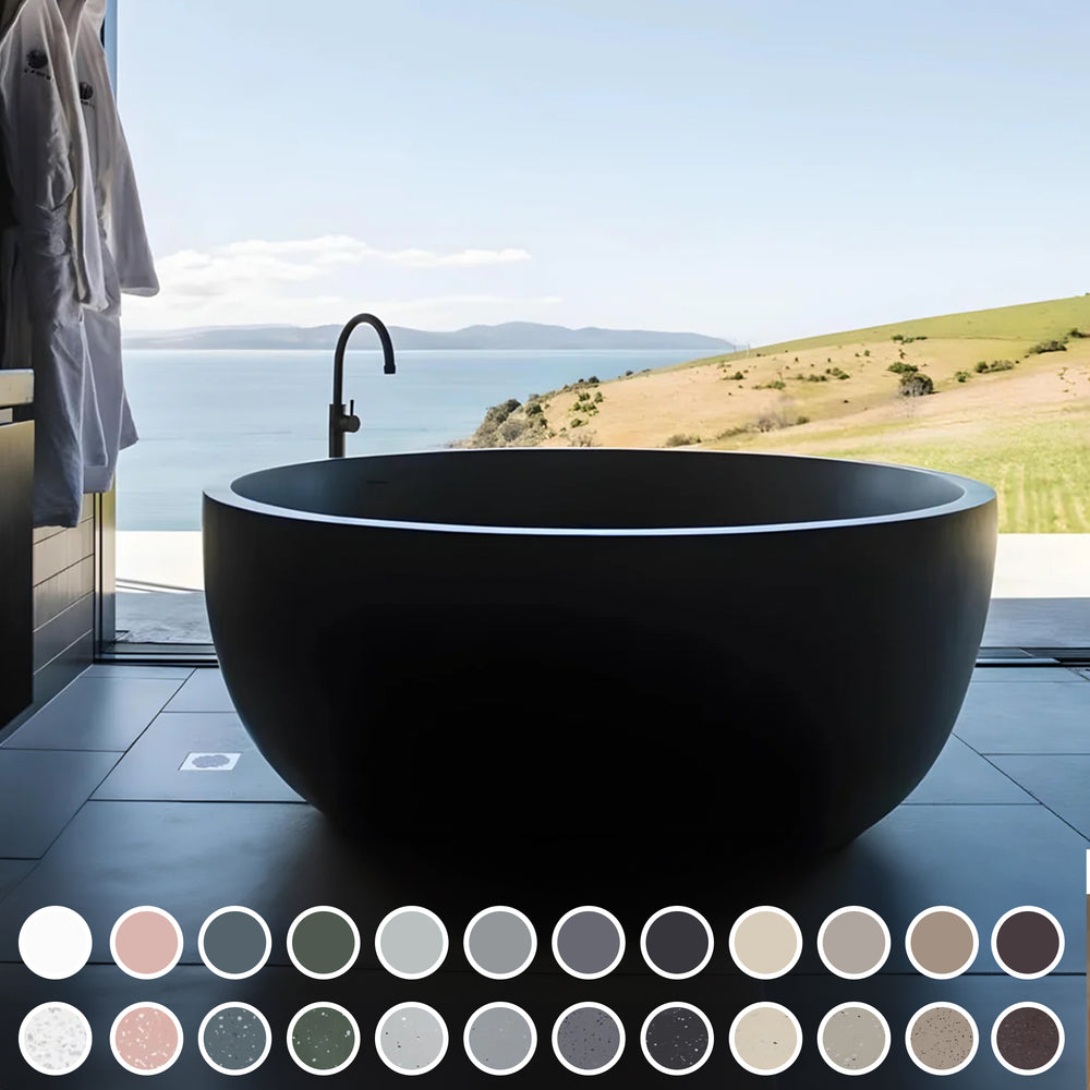 PIETRA BIANCA ROMEO FREESTANDING STONE BATHTUB WITH CUSTOM COLOURS (AVAILABLE IN 1350MM AND 1500MM)