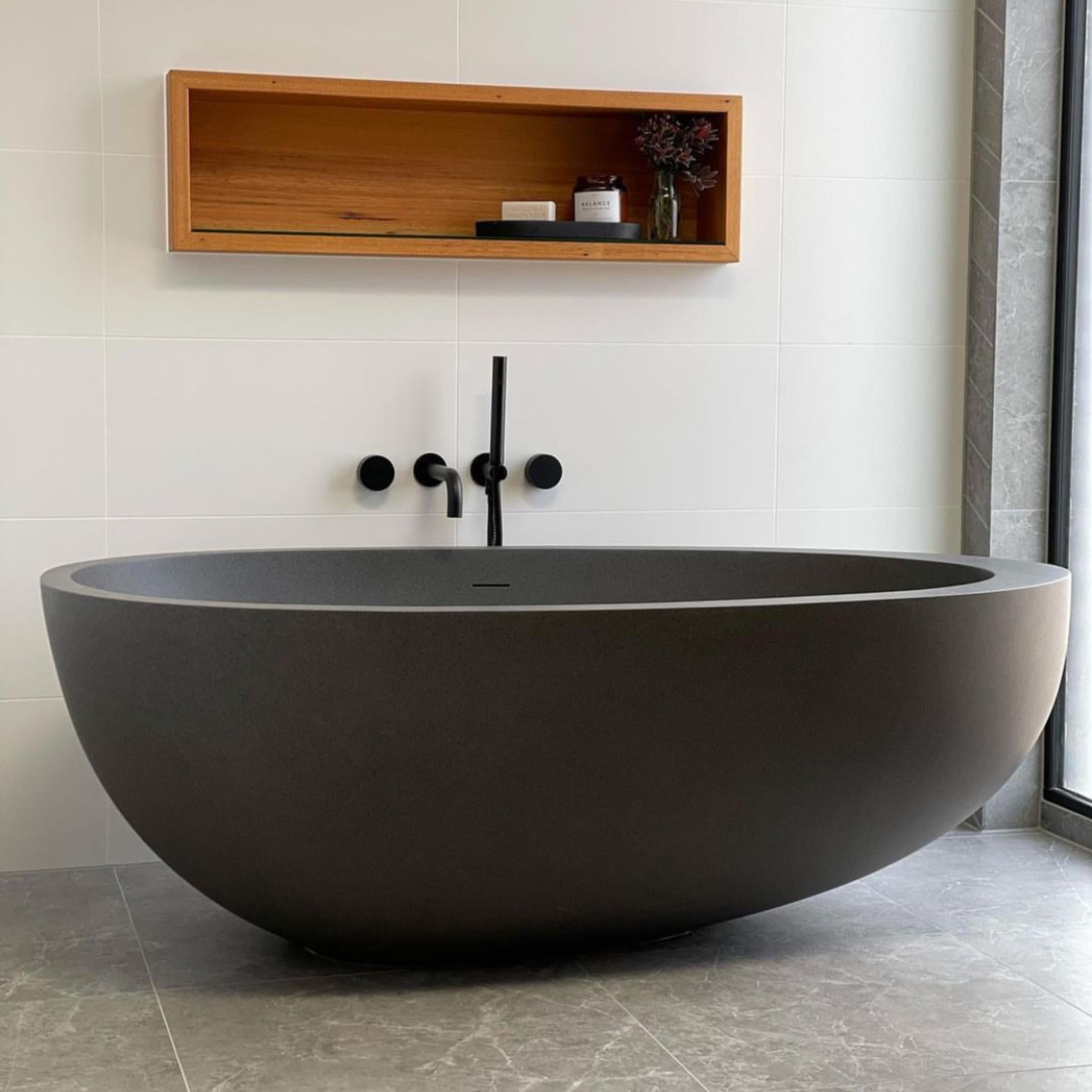 PIETRA BIANCA WHITNEY FREESTANDING STONE BATHTUB WITH CUSTOM COLOURS (AVAILABLE IN 1600MM, 1700MM AND 1800MM)