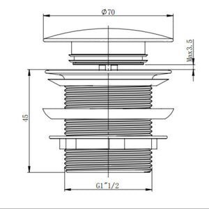 POSEIDON BATHTUB WASTE CHROME 40MM