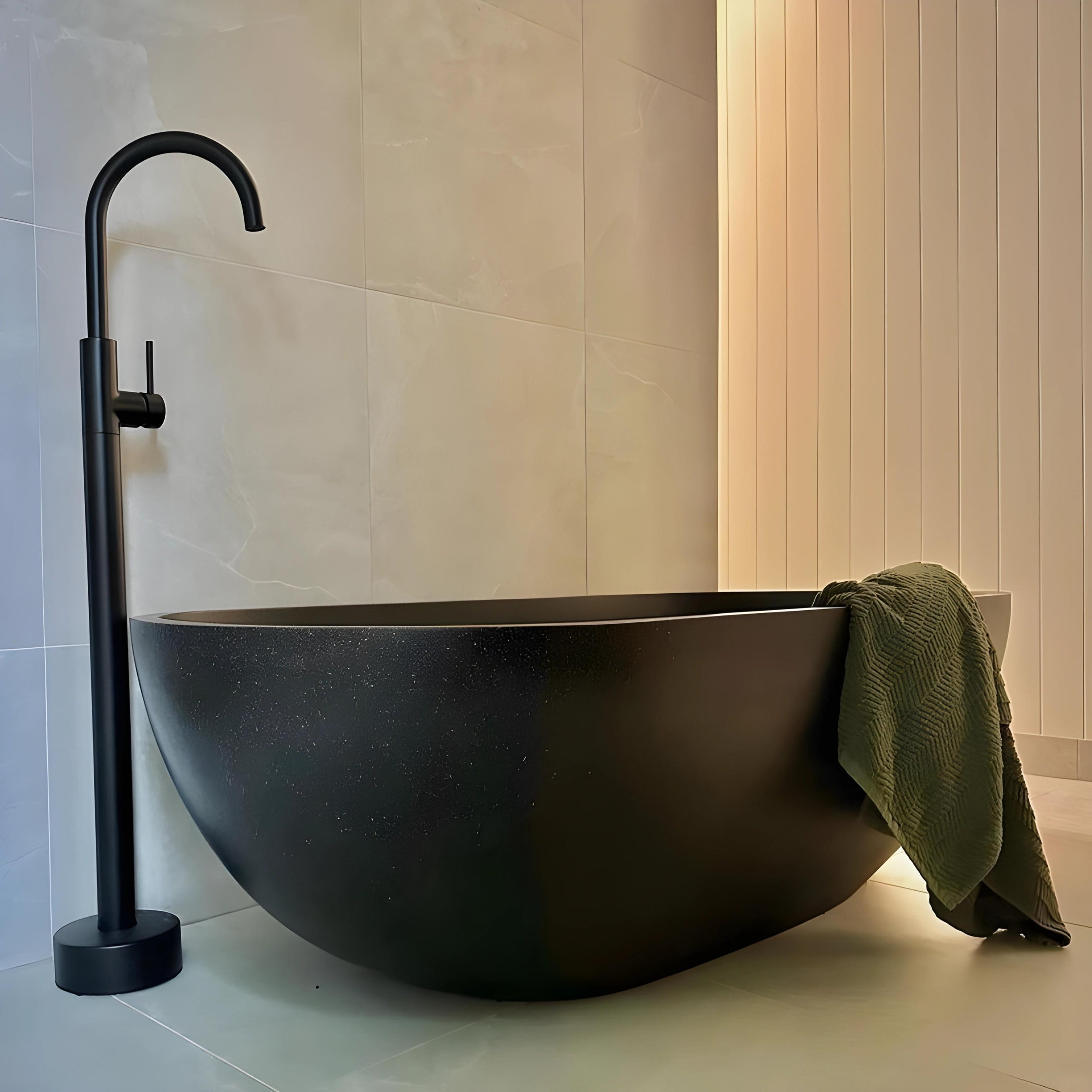 PIETRA BIANCA RYESE FREESTANDING STONE BATHTUB WITH CUSTOM COLOURS (AVAILABLE IN 1600MM, 1700MM AND 1800MM)