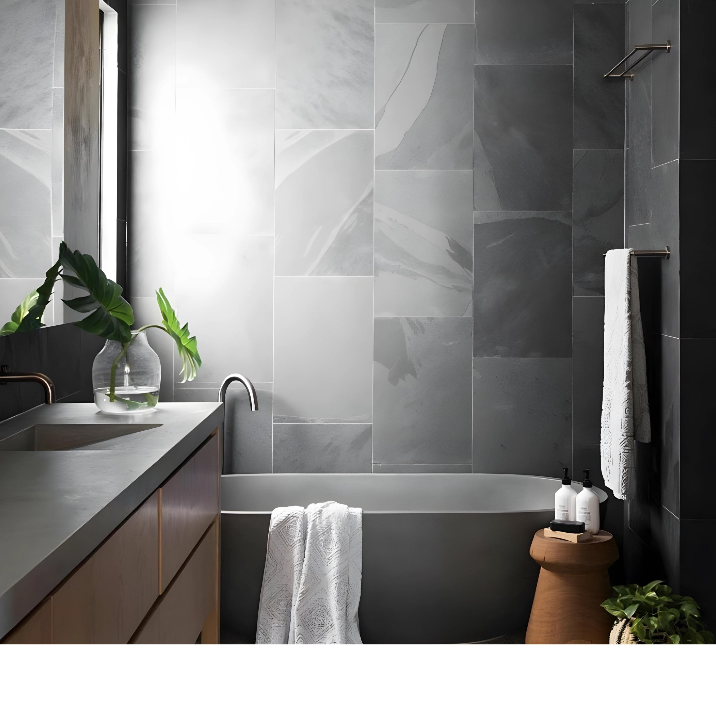 PIETRA BIANCA RYESE FREESTANDING STONE BATHTUB WITH CUSTOM COLOURS (AVAILABLE IN 1600MM, 1700MM AND 1800MM)