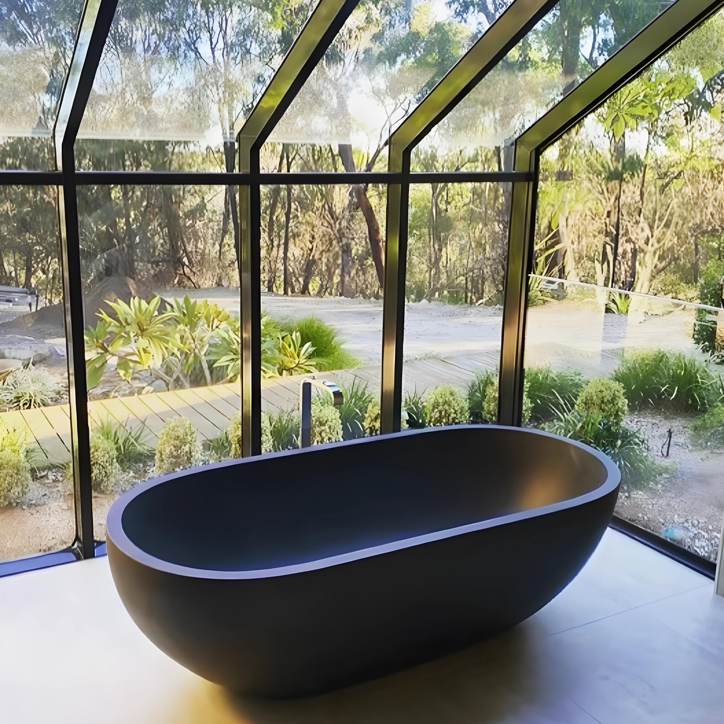 PIETRA BIANCA RYESE FREESTANDING STONE BATHTUB WITH CUSTOM COLOURS (AVAILABLE IN 1600MM, 1700MM AND 1800MM)