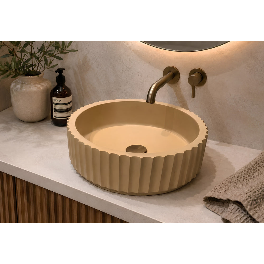 PIETRA BIANCA BRIZA ABOVE COUNTER STONE BASIN WITH CUSTOM COLOURS 400MM