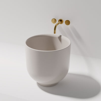 PIETRA BIANCA HALO ABOVE COUNTER STONE BASIN WITH CUSTOM COLOURS 400MM