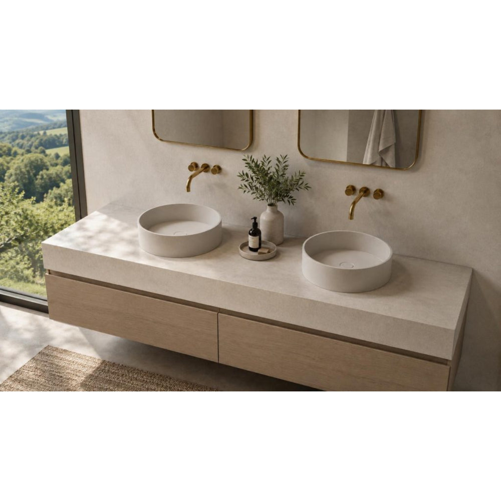 PIETRA BIANCA SOPHIA ABOVE COUNTER STONE BASIN WITH CUSTOM COLOURS 380MM