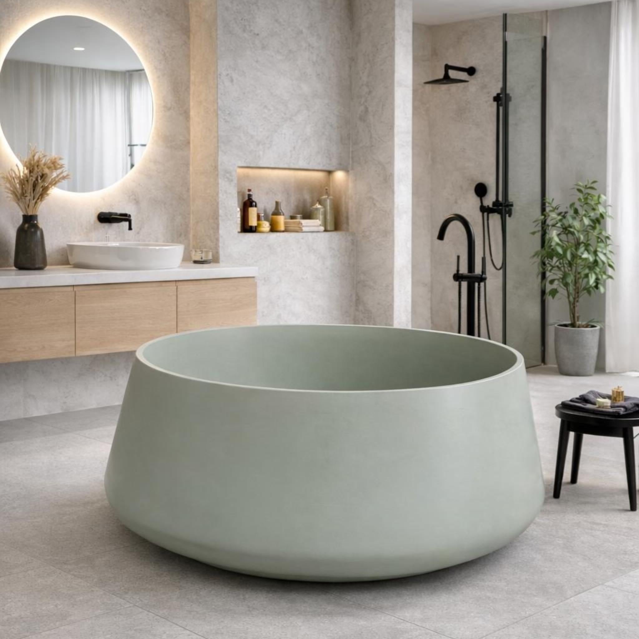 PIETRA BIANCA ARLO FREESTANDING STONE BATHTUB WITH CUSTOM COLOURS 1550MM