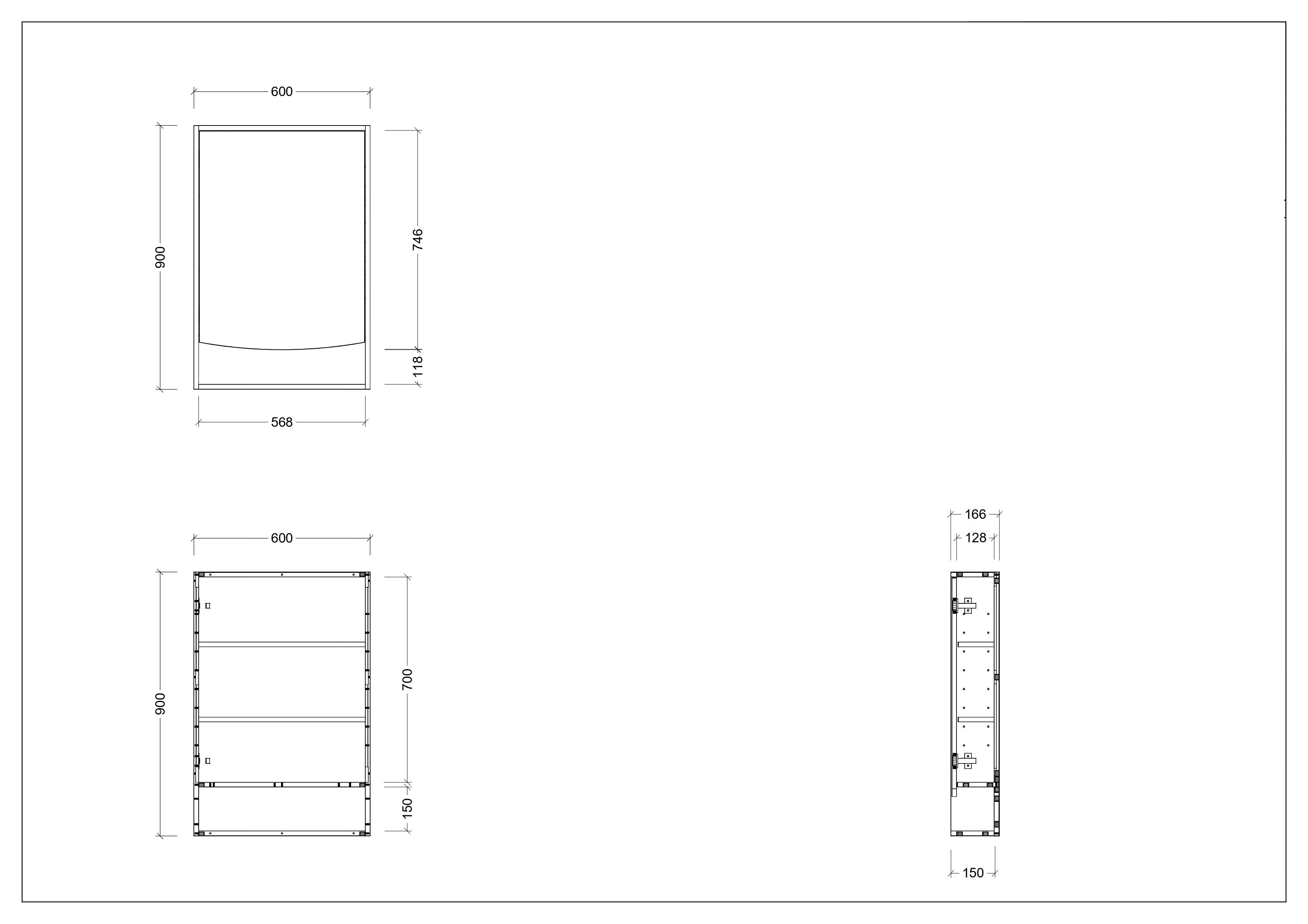 TIMBERLINE PURE BLISS CUSTOM SHAVING CABINET 600X900MM
