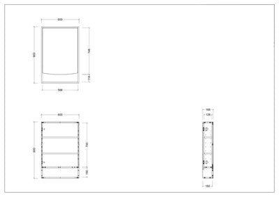 TIMBERLINE PURE BLISS CUSTOM SHAVING CABINET 600X900MM