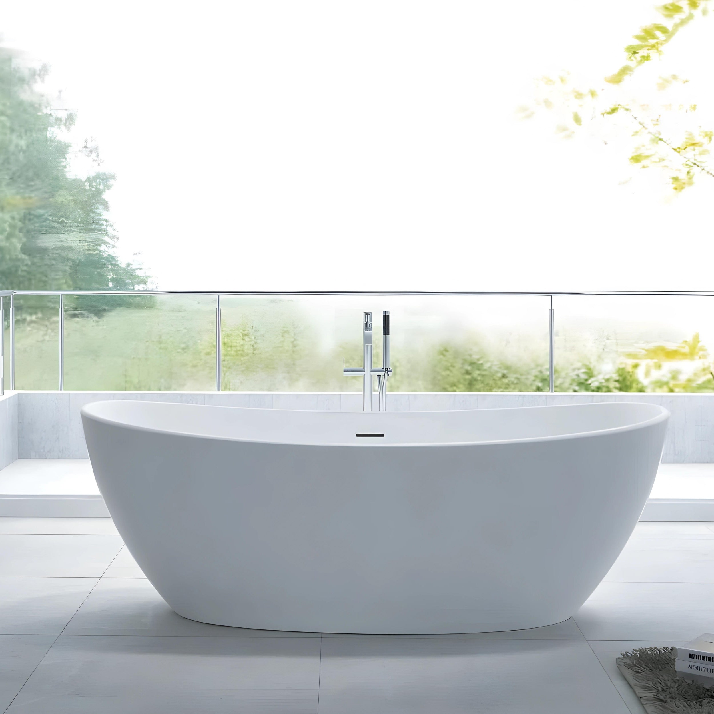 PIETRA BIANCA MARIA FREESTANDING STONE BATHTUB WITH MULTICOLOUR (AVAILABLE IN 1630MM AND 1800MM)