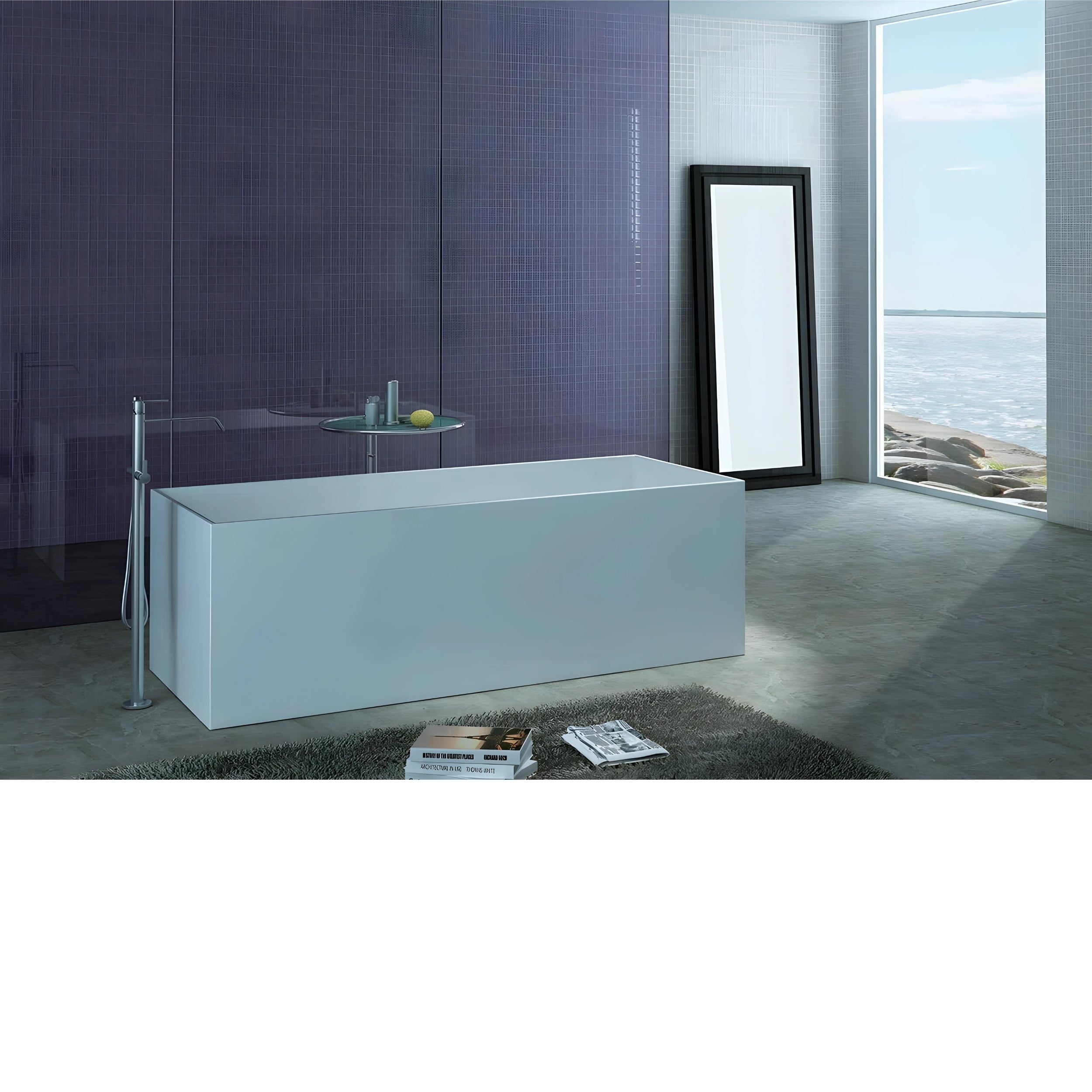 PIETRA BIANCA CUBE FREESTANDING STONE BATHTUB WITH CUSTOM COLOURS 1700MM