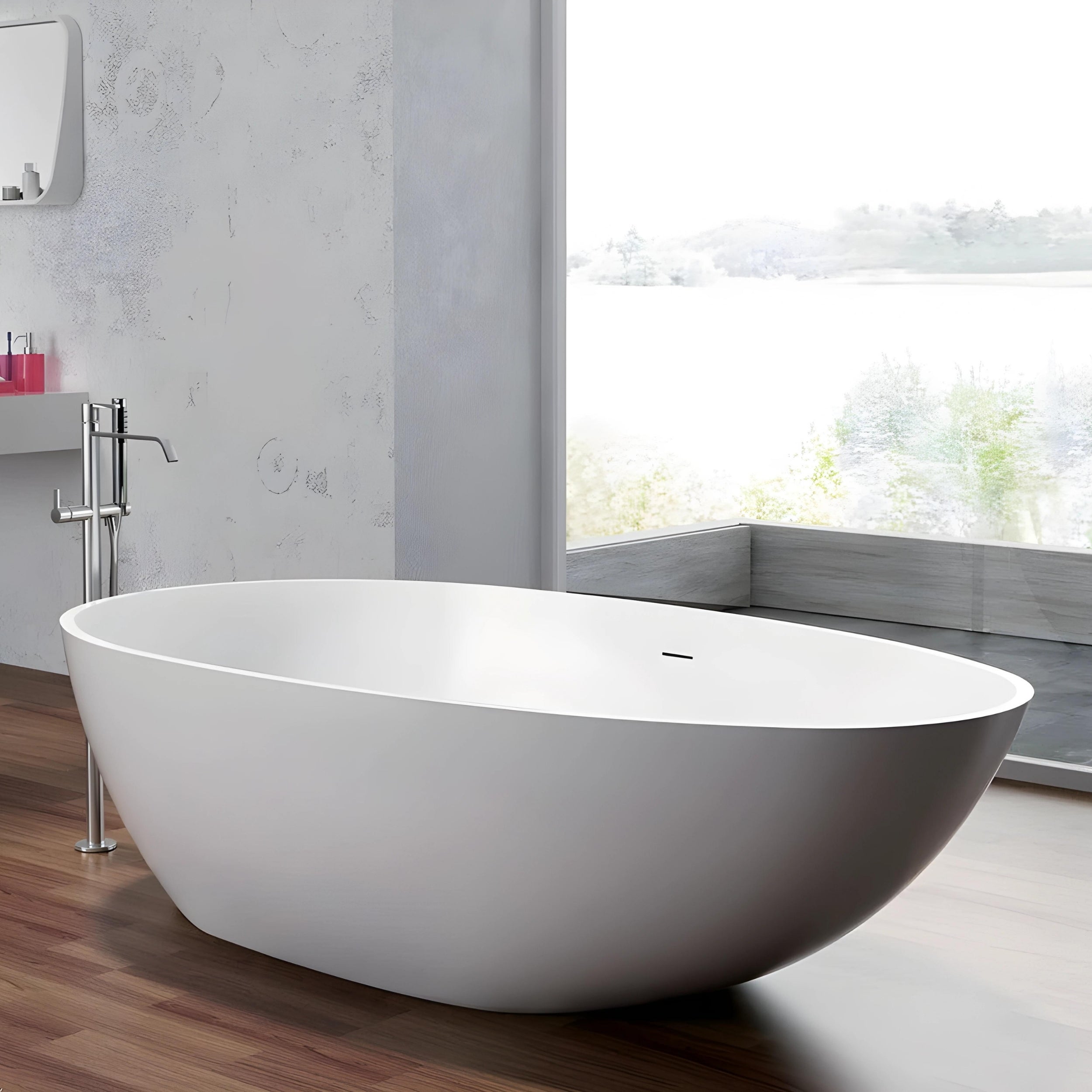 PIETRA BIANCA OLIVIA FREESTANDING STONE BATHTUB WITH MULTICOLOUR (AVAILABLE IN 1600MM AND 1800MM)