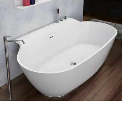 PIETRA BIANCA ALICE BACK-TO-WALL FREESTANDING STONE BATHTUB MATTE WHITE 1700MM