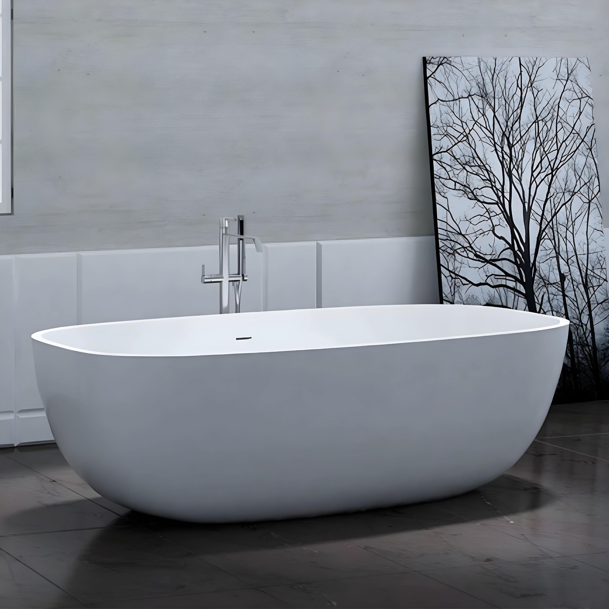 PIETRA BIANCA BORA FREESTANDING STONE BATHTUB WITH CUSTOM COLOURS (AVAILABLE IN 1650MM AND 1800MM)
