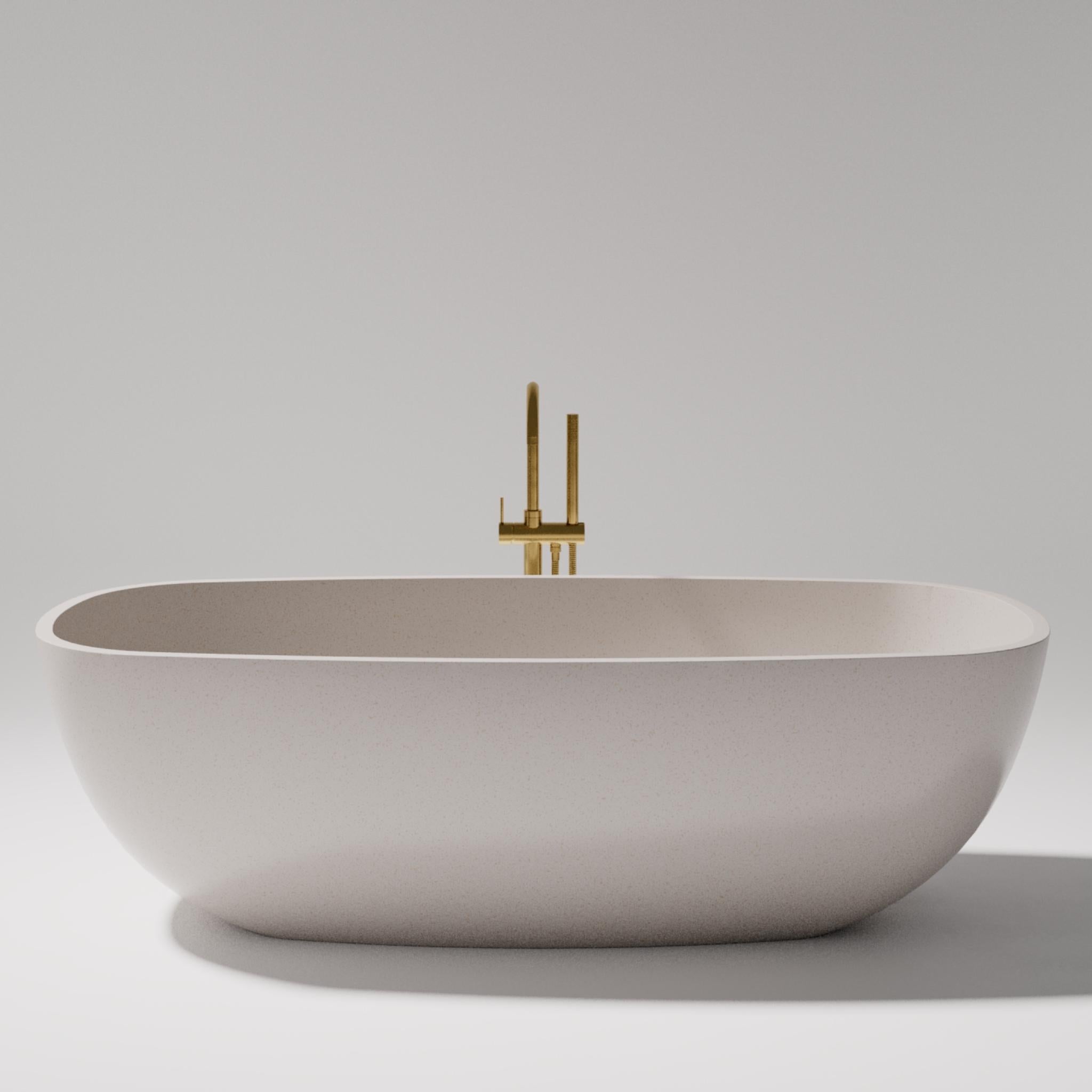 PIETRA BIANCA BORA FREESTANDING STONE BATHTUB WITH CUSTOM COLOURS (AVAILABLE IN 1650MM AND 1800MM)