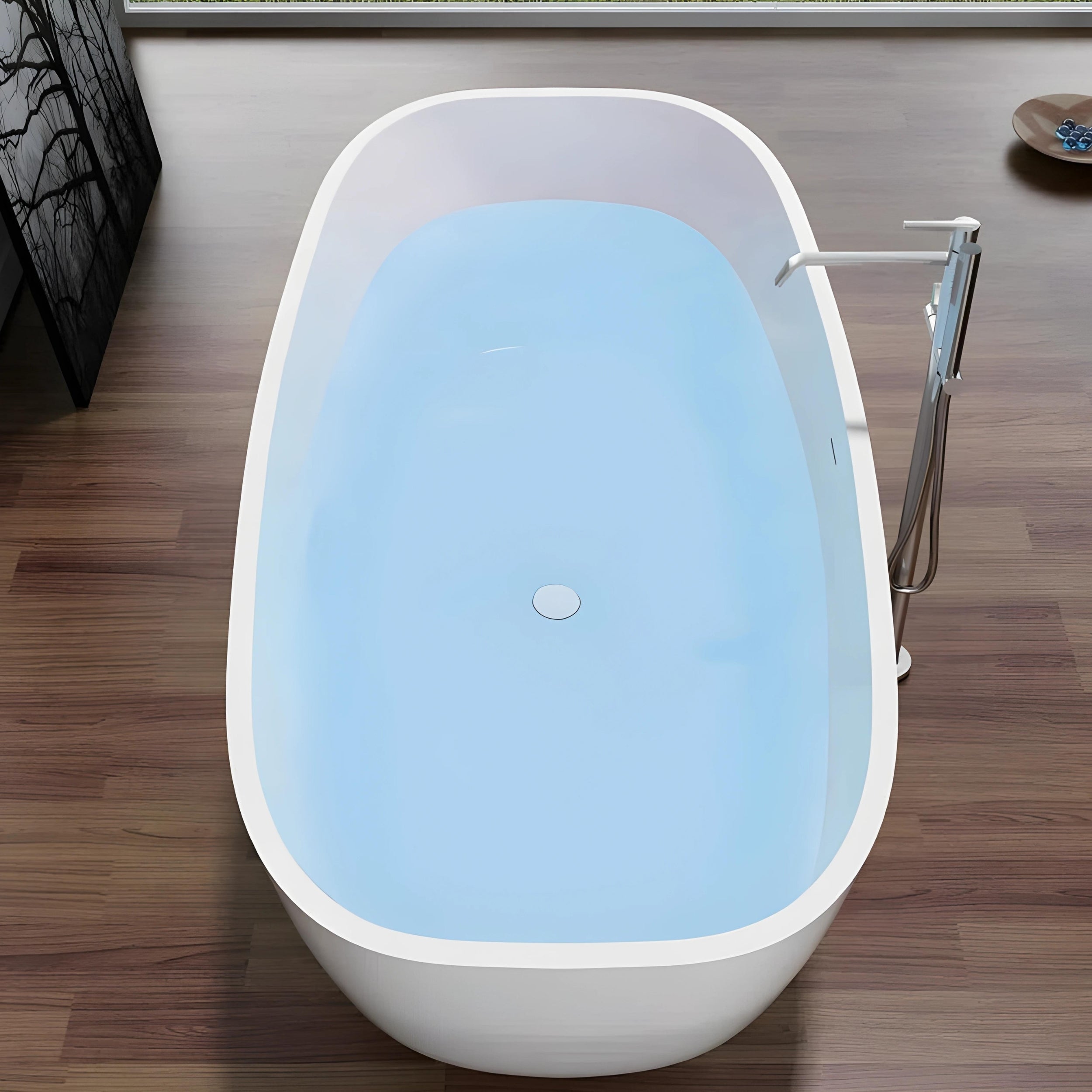 PIETRA BIANCA BORA FREESTANDING STONE BATHTUB WITH CUSTOM COLOURS (AVAILABLE IN 1650MM AND 1800MM)
