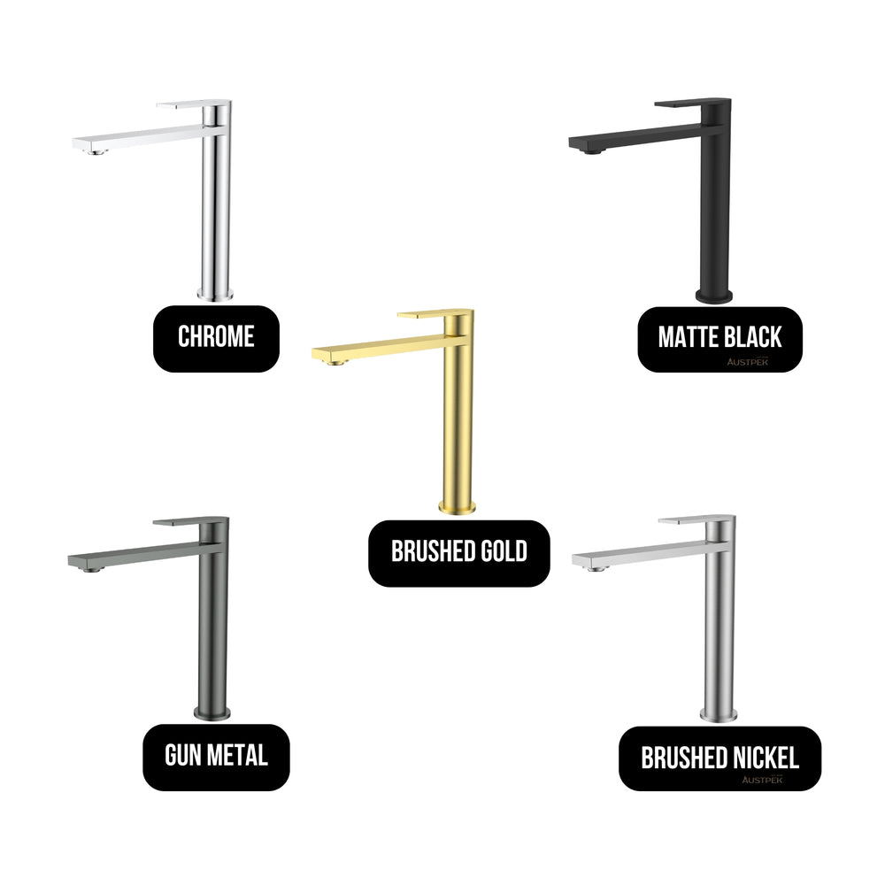IKON RUKI HIGH RISE BASIN MIXER 256MM BRUSHED GOLD