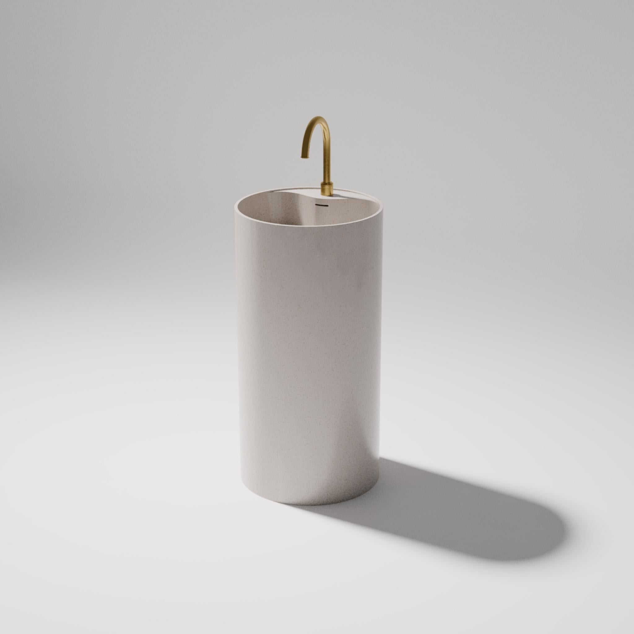 PIETRA BIANCA UNION FREESTANDING PEDESTAL STONE BASIN WITH CUSTOM COLOURS 450MM