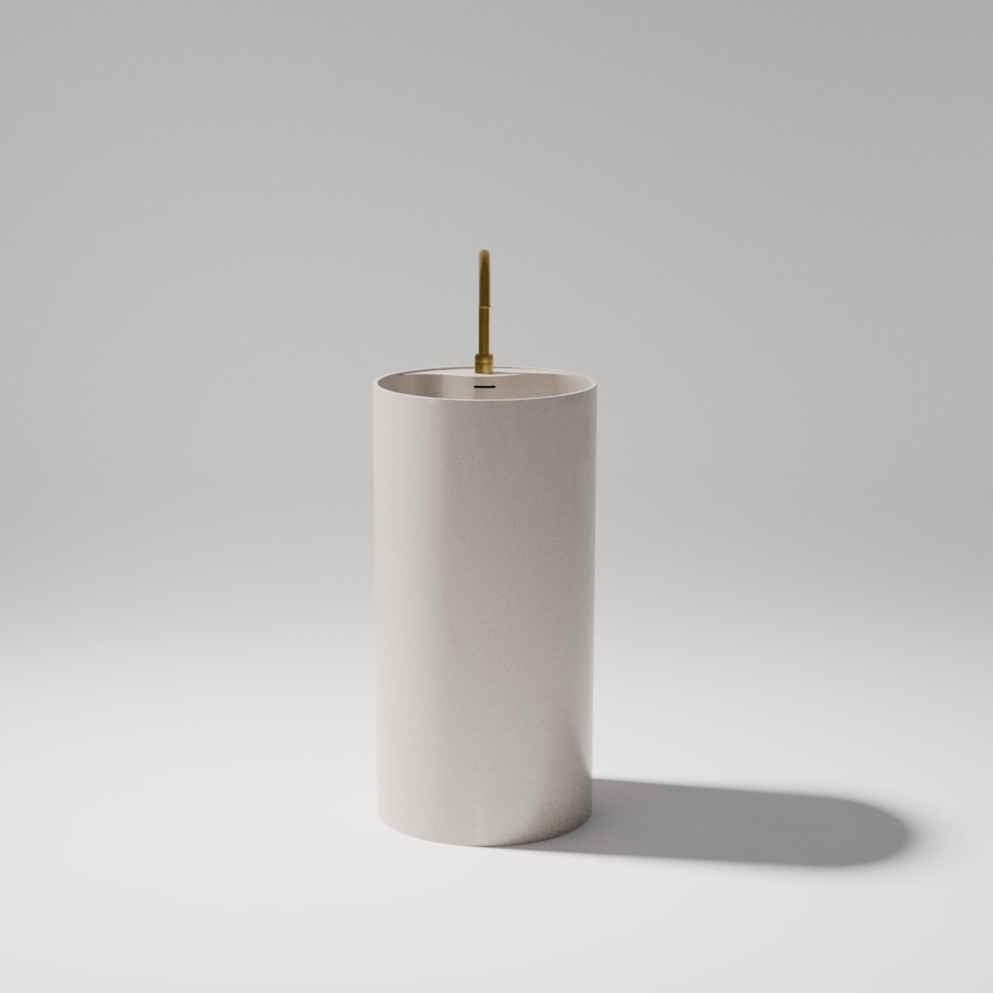 PIETRA BIANCA UNION FREESTANDING PEDESTAL STONE BASIN WITH CUSTOM COLOURS 450MM