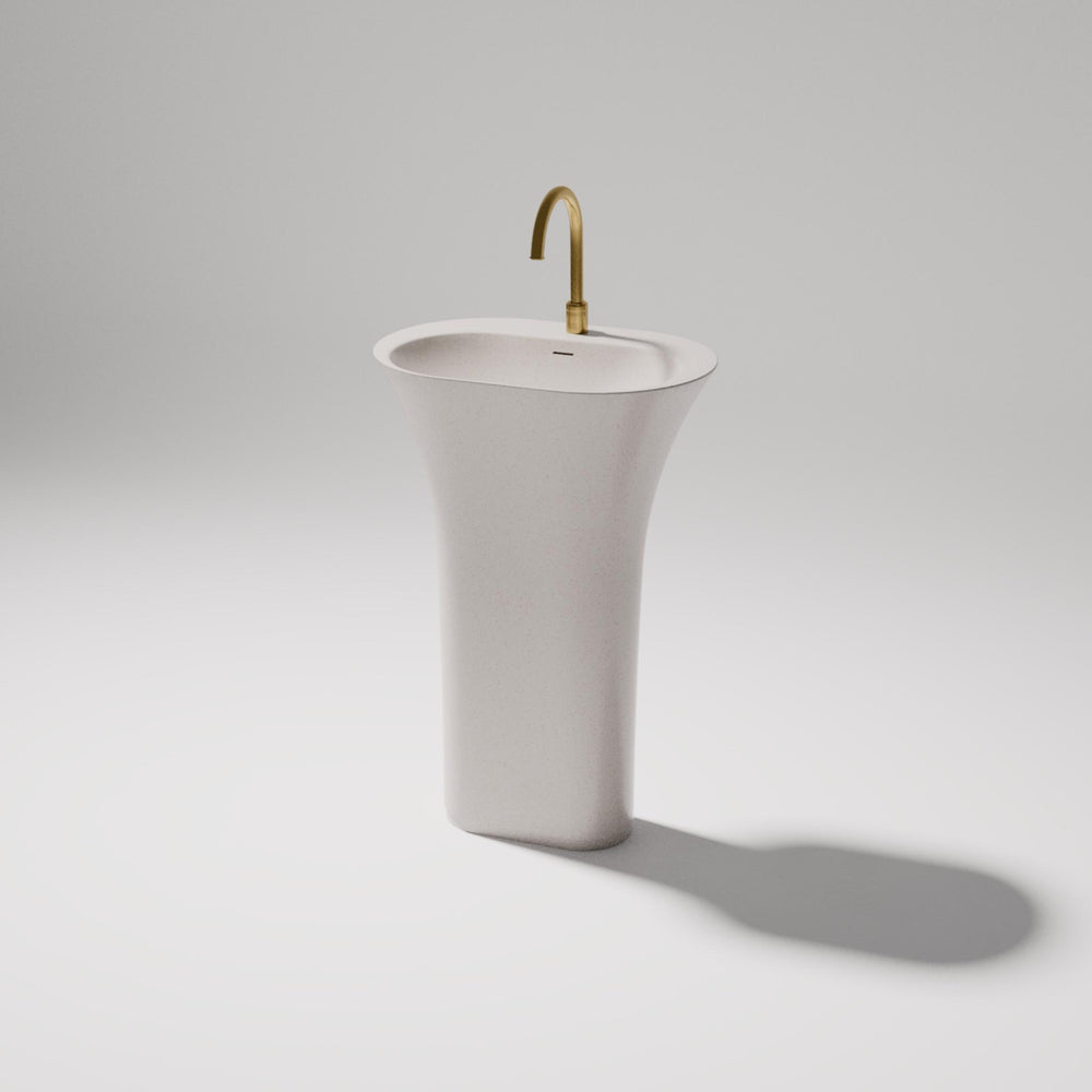 PIETRA BIANCA ICELAND FREESTANDING PEDESTAL STONE BASIN WITH CUSTOM COLOURS 630MM