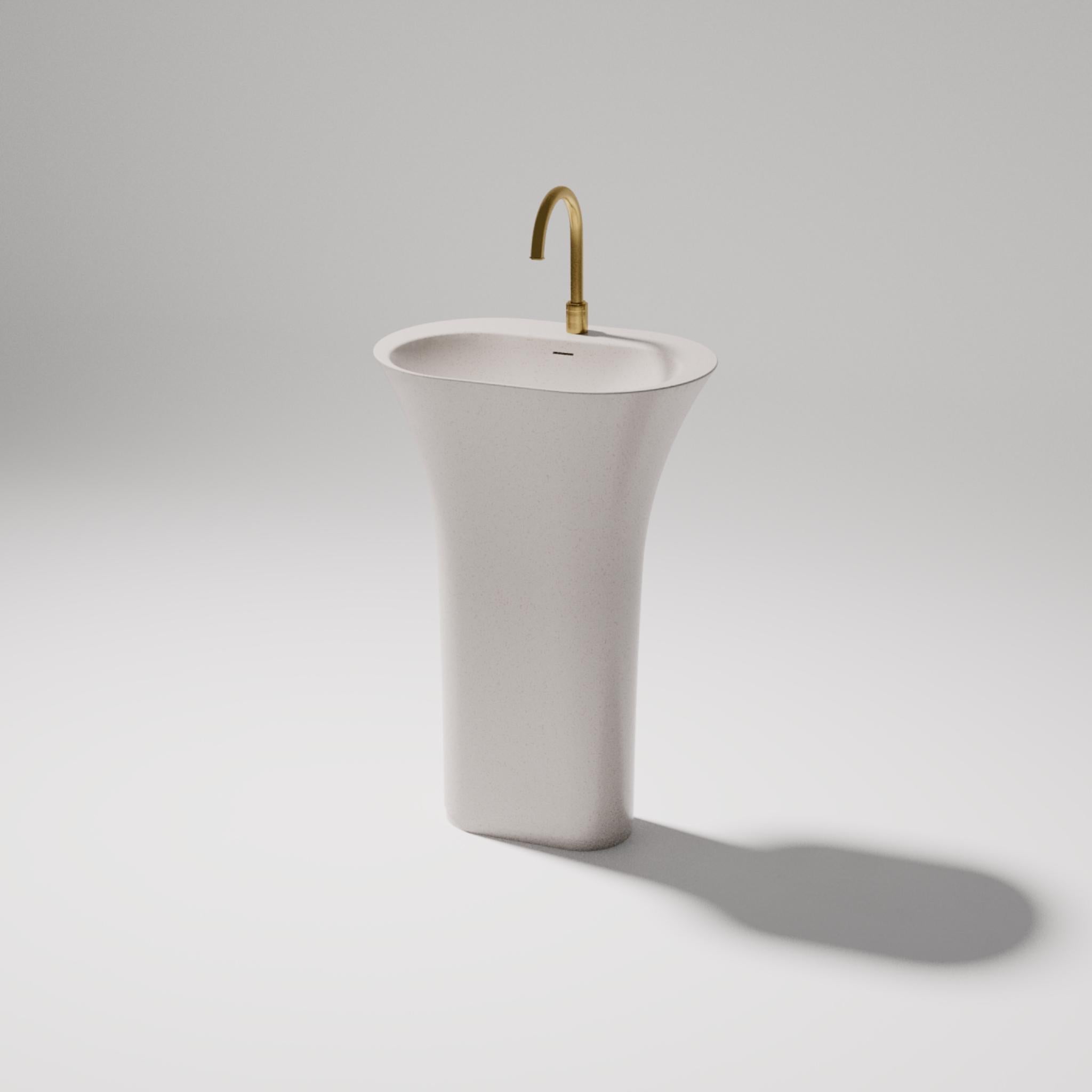 PIETRA BIANCA ICELAND FREESTANDING PEDESTAL STONE BASIN WITH CUSTOM COLOURS 630MM