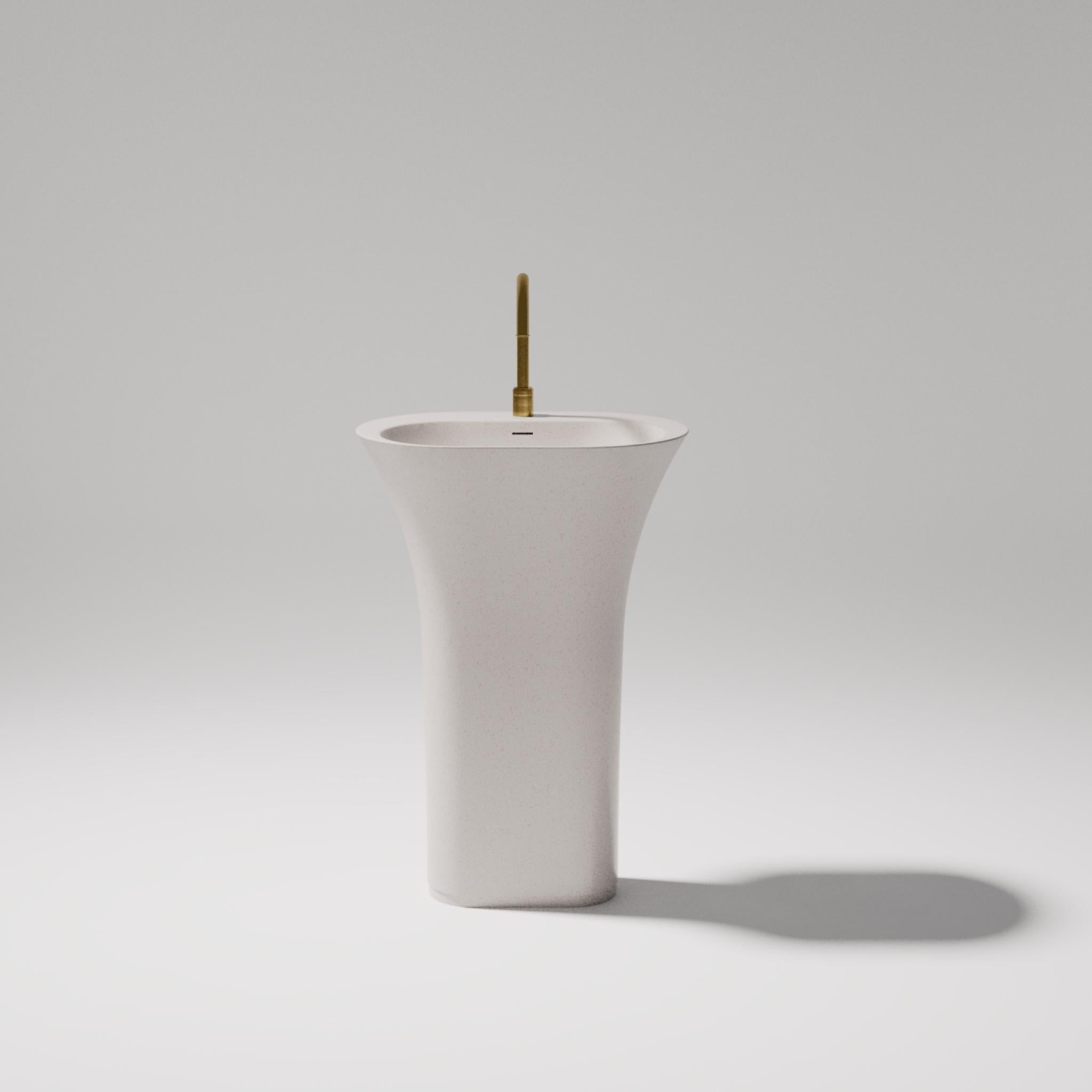 PIETRA BIANCA ICELAND FREESTANDING PEDESTAL STONE BASIN WITH CUSTOM COLOURS 630MM