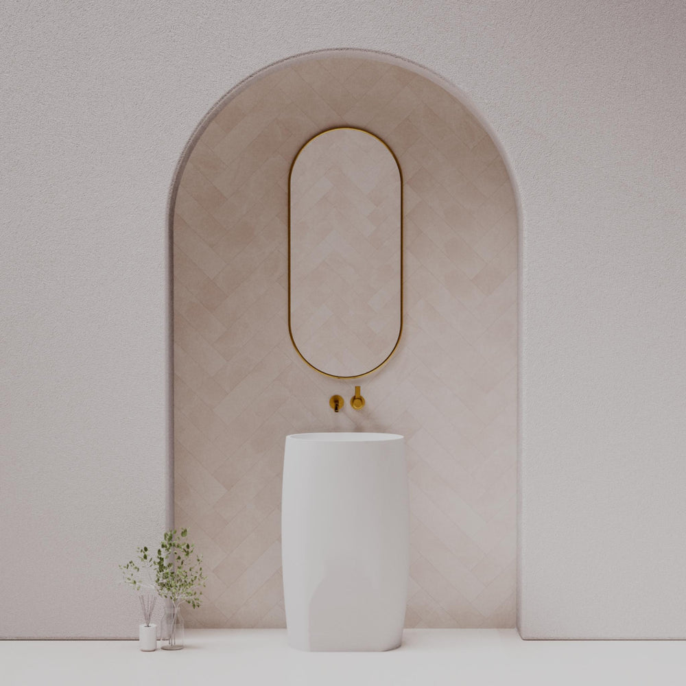 PIETRA BIANCA UNIQUE FREESTANDING STONE BASIN WITH CUSTOM COLOURS 530MM