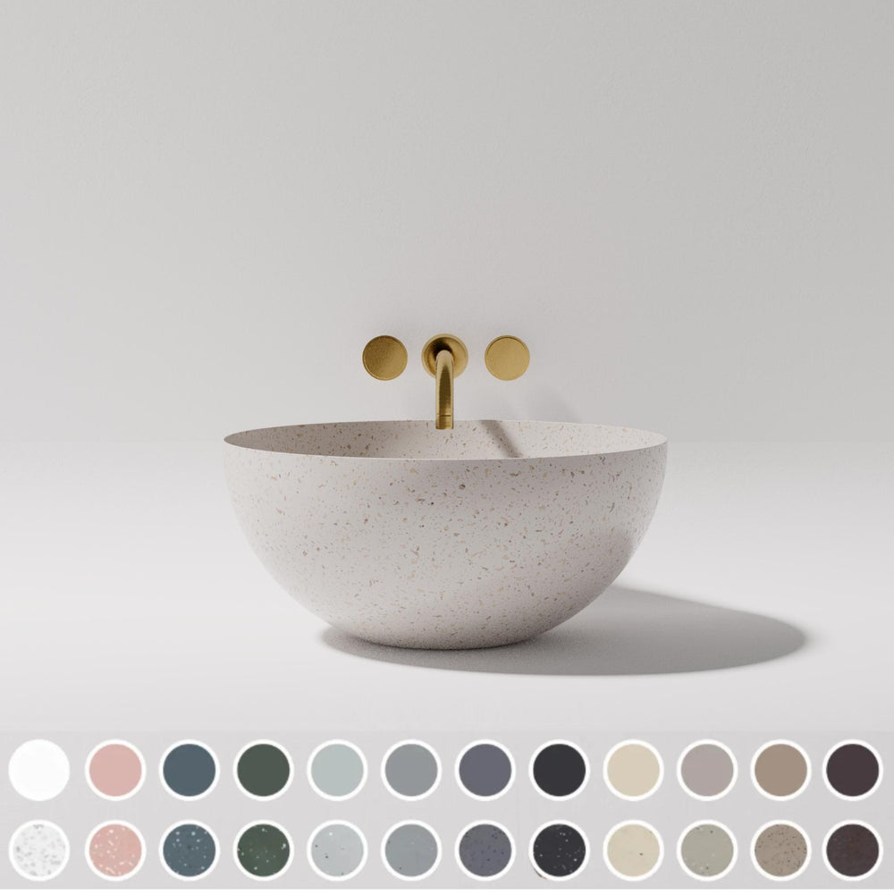 PIETRA BIANCA SUMMER ABOVE COUNTER STONE BASIN WITH CUSTOM COLOUR 400MM
