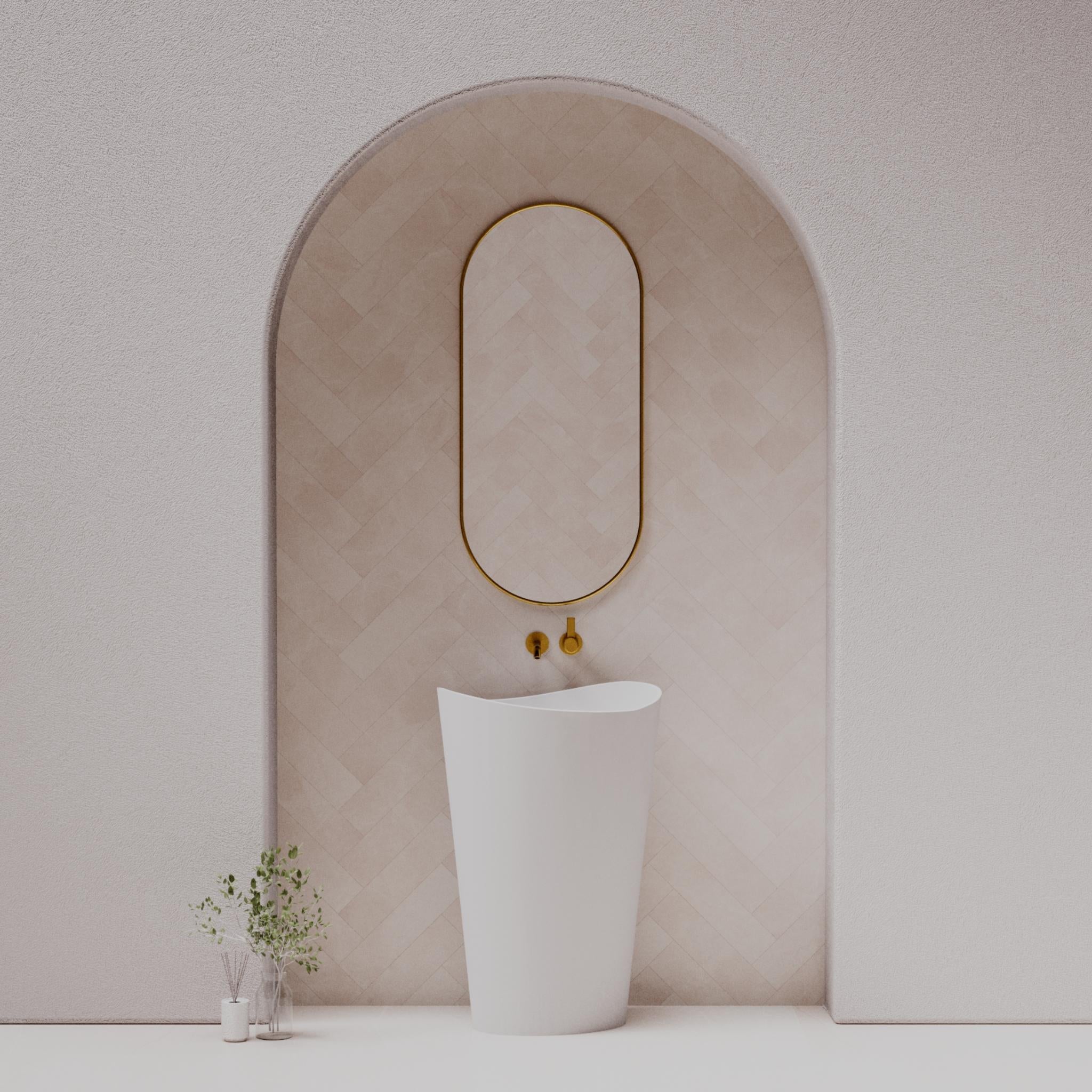 PIETRA BIANCA WAVE FREESTANDING STONE BASIN WITH CUSTOM COLOURS 600MM