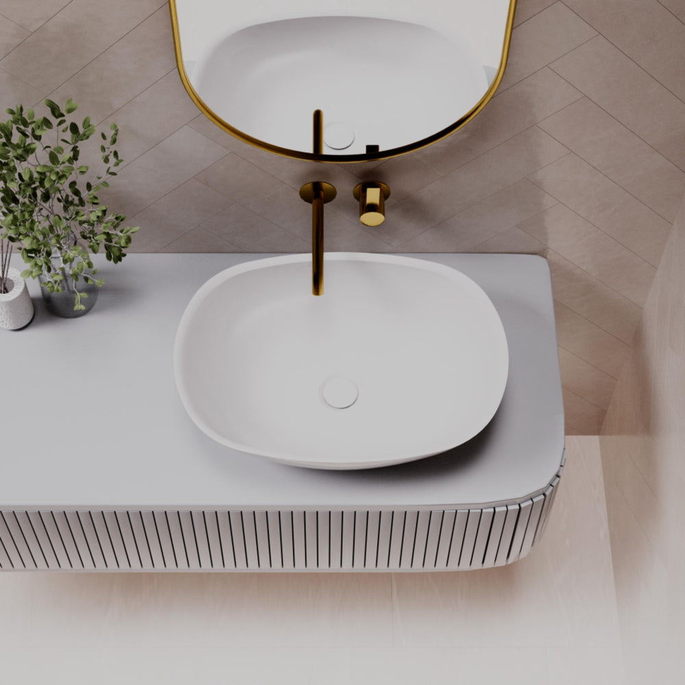PIETRA BIANCA JULIA ABOVE COUNTER STONE BASIN WITH CUSTOM COLOURS 550MM