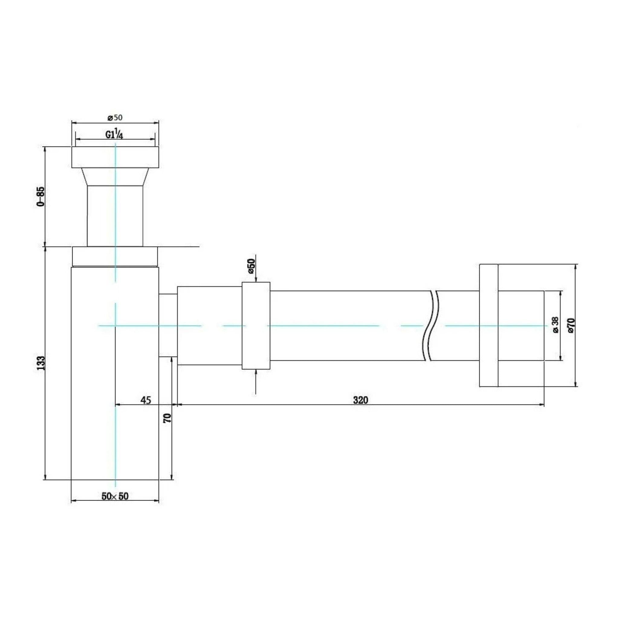 POSEIDON BRASS ROUND BOTTLE TRAP 40MM CHROME